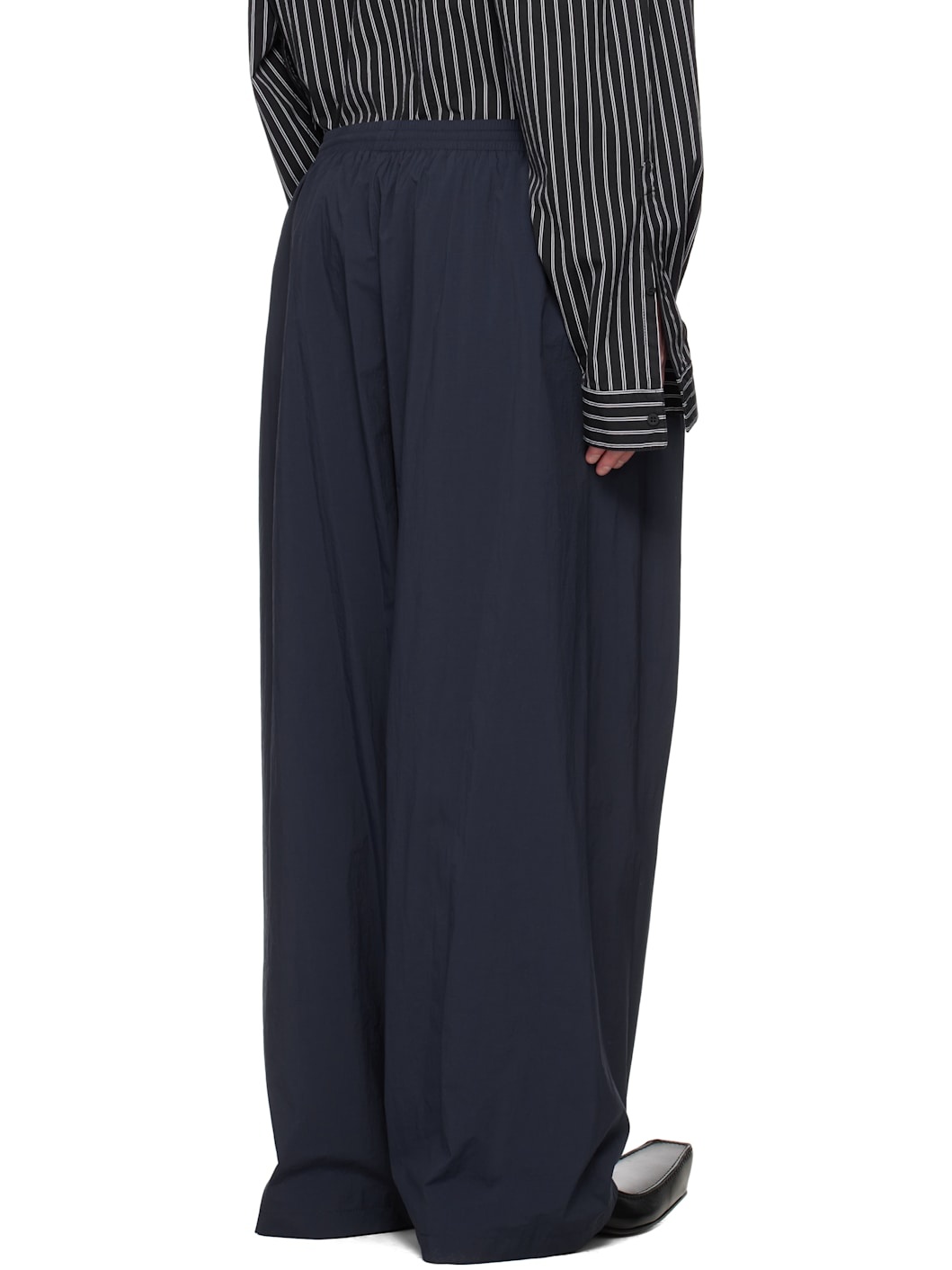 Navy Nylon Track Pants - 3