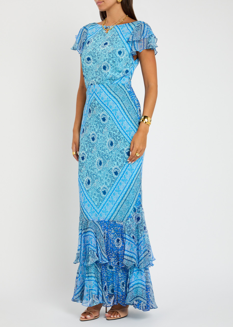 Rixo Ordinia Patterned Chiffon Maxi Dress - 2