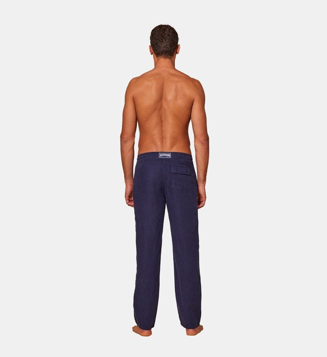 Vilebrequin Men's Solid Linen Pants in Bleu Marine at Nordstrom - 9