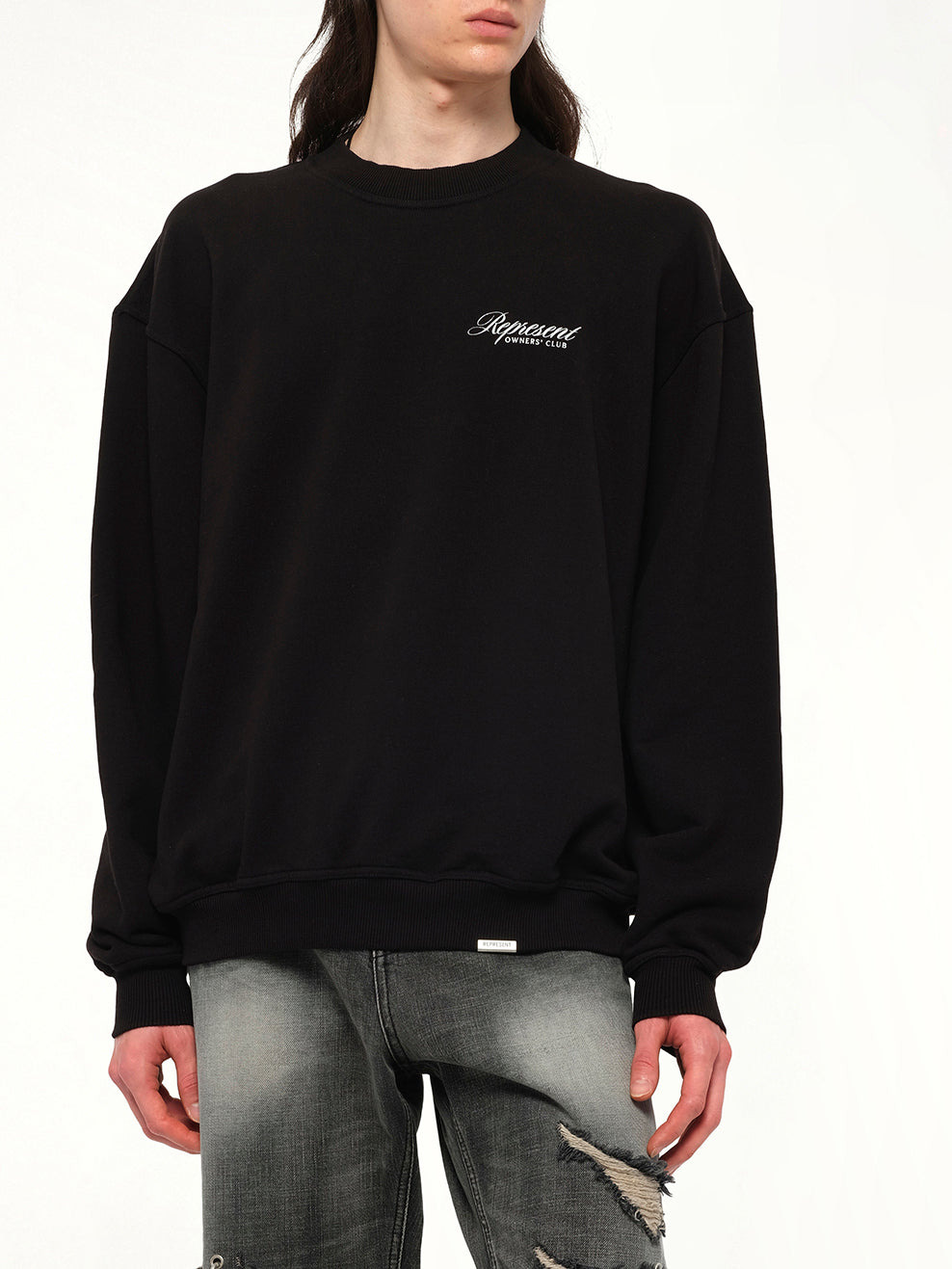 Represent Owners Club Script Sweater in Black - 6