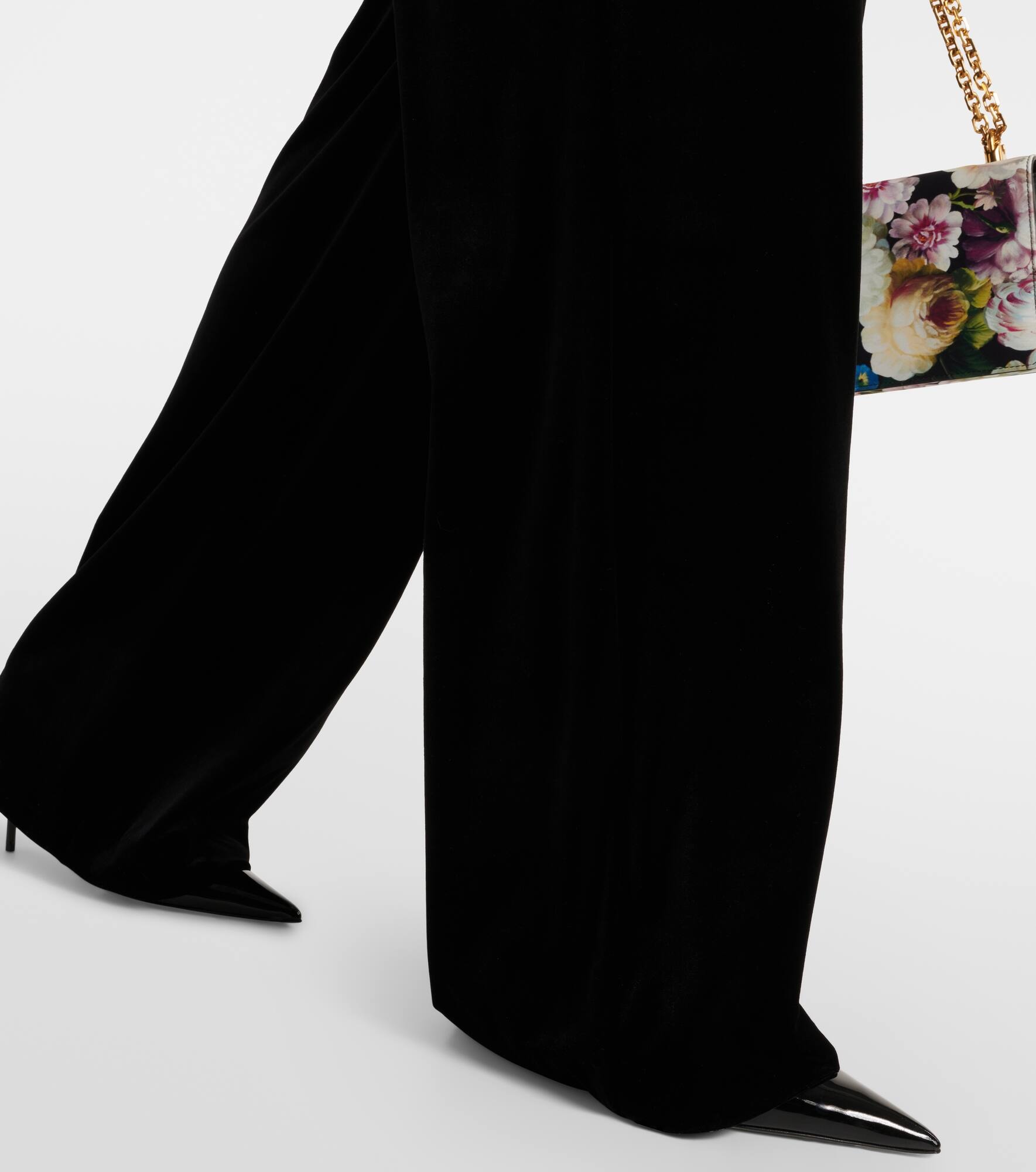 High-rise velvet wide-leg pants - 5