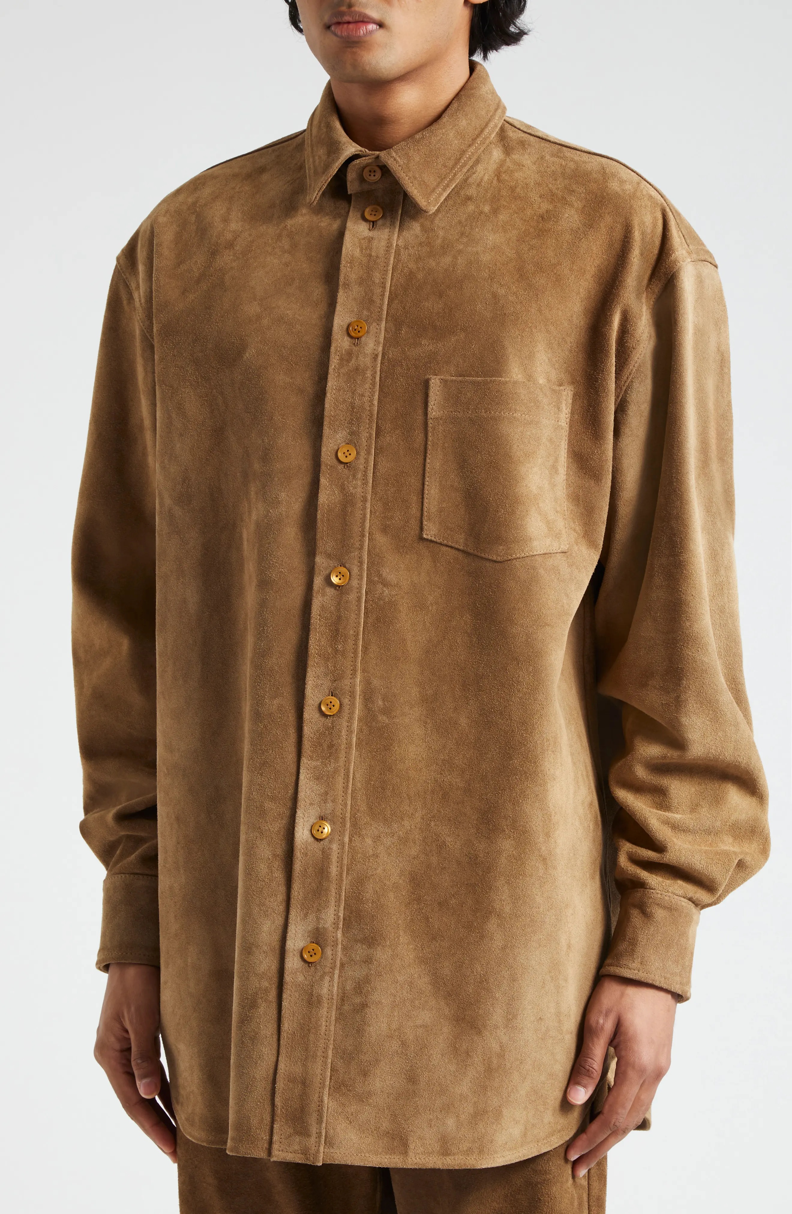 Oversize Suede Shirt Jacket - 5