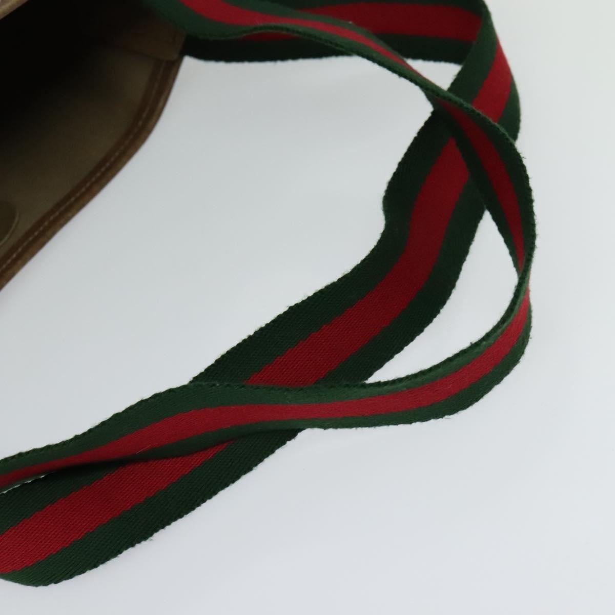 GUCCI GG Supreme Web Sherry Line Tote Bag Pvc Beige Red Green - 7