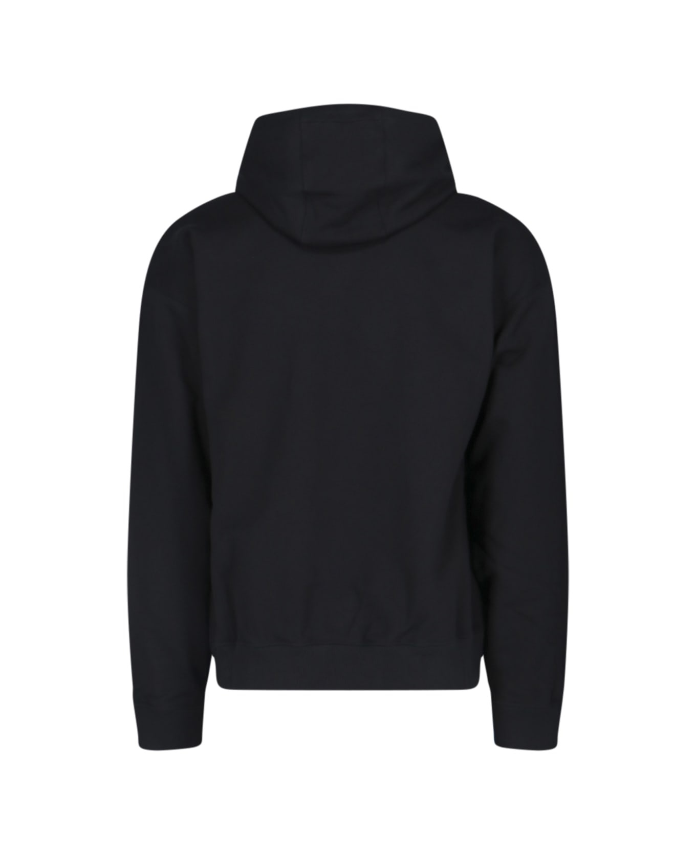 Black Hoodie With Contrasting Logo Lettering Print In Cotton Man - 3