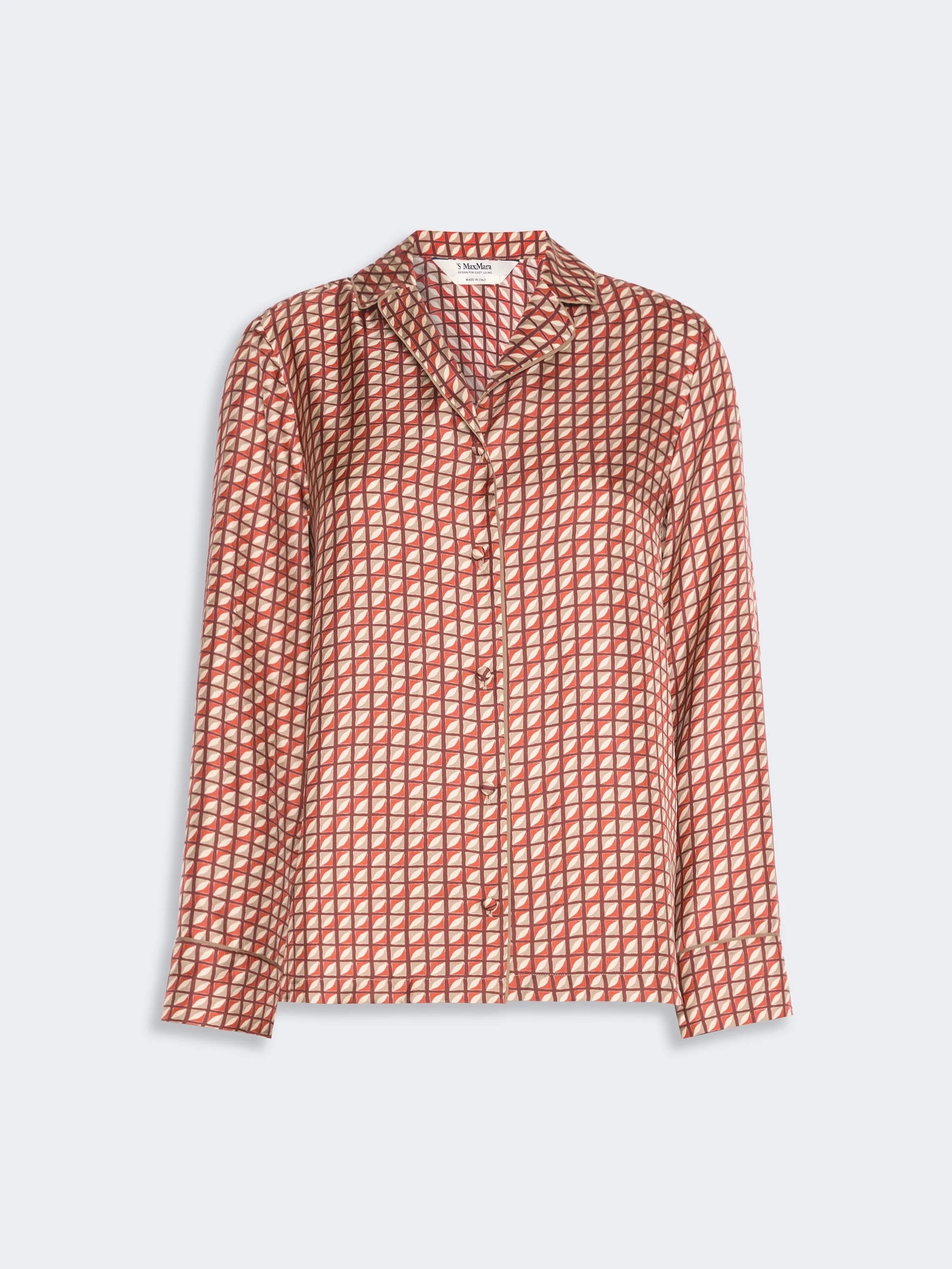 FARNESE Printed silk pyjama shirt - ORANGE - 1