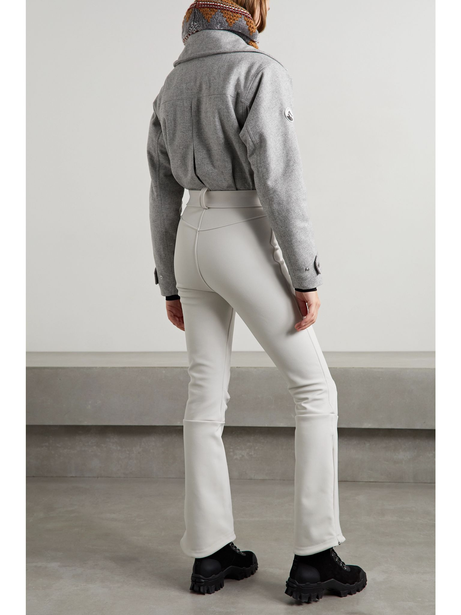The Telluride belted two-tone wool-blend and twill ski suit Gray - 3