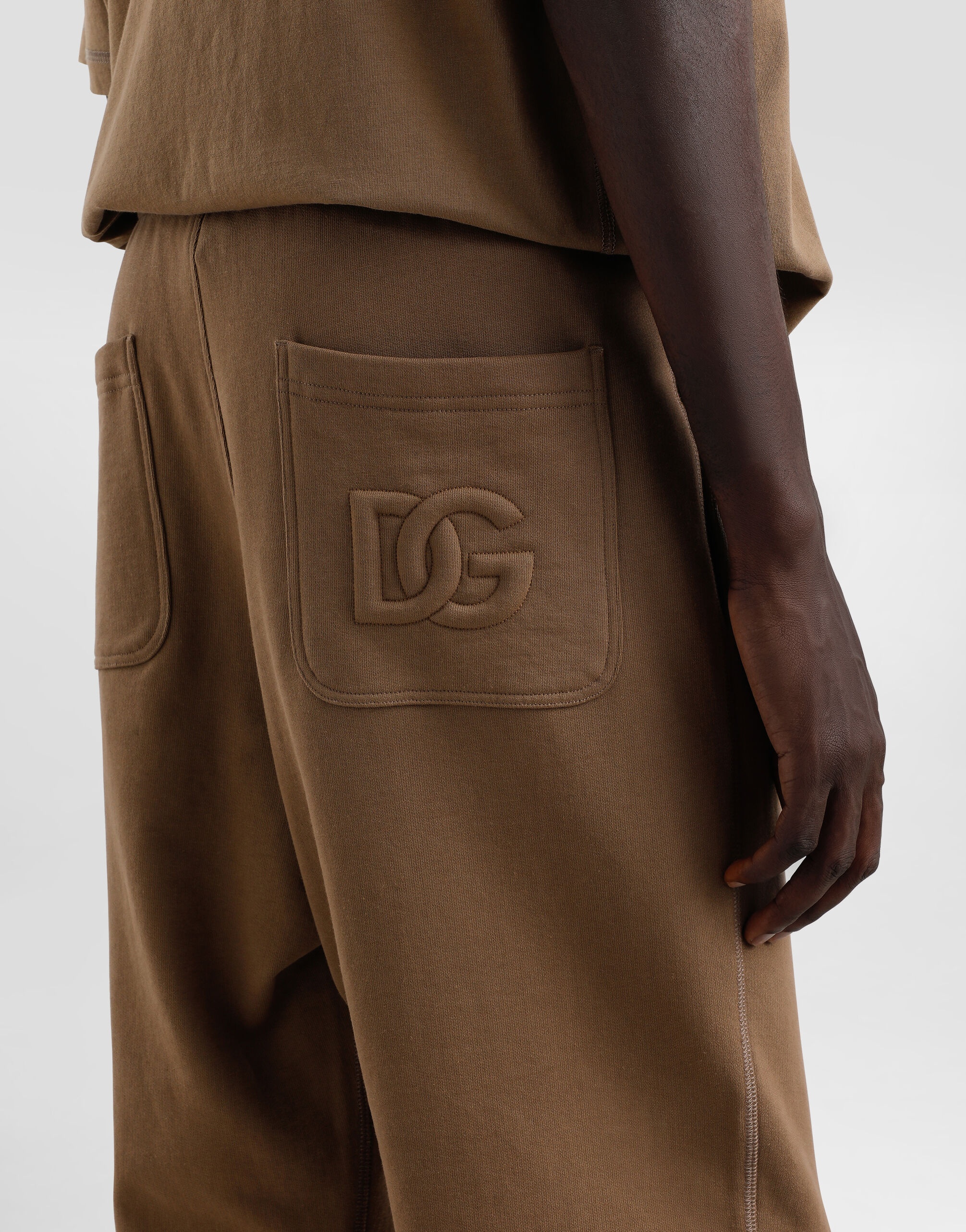 Stretch jersey jogging pants with embroidery - 4