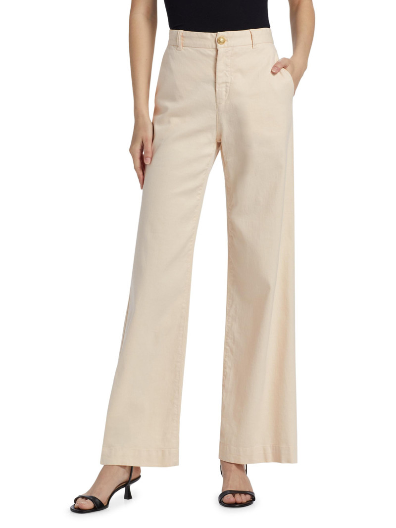 Women's Linen-Cotton Flared Pants - Ecru 3