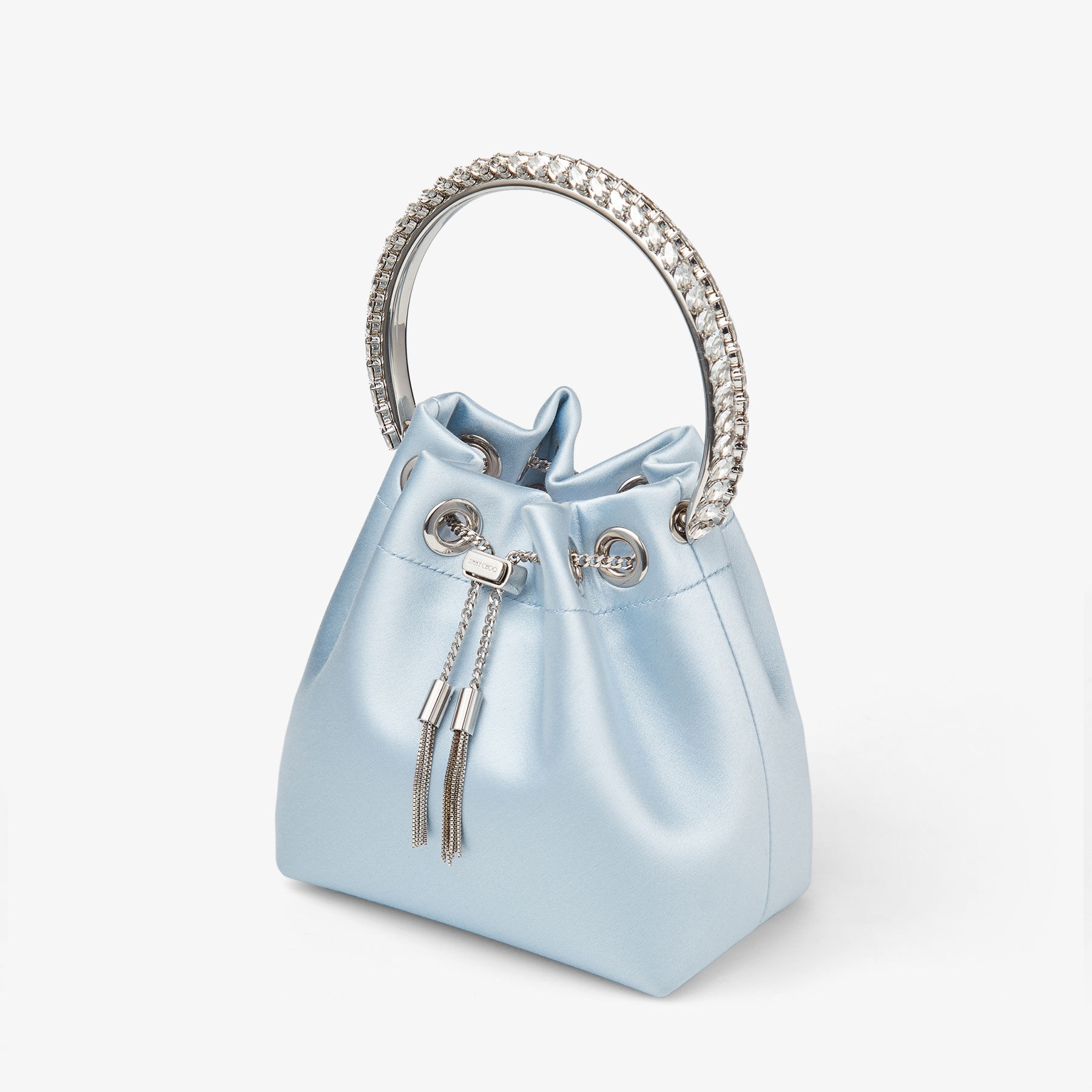 Bon Bon
Ice Blue Satin Bag with Swarovski Crystal Handle - 3