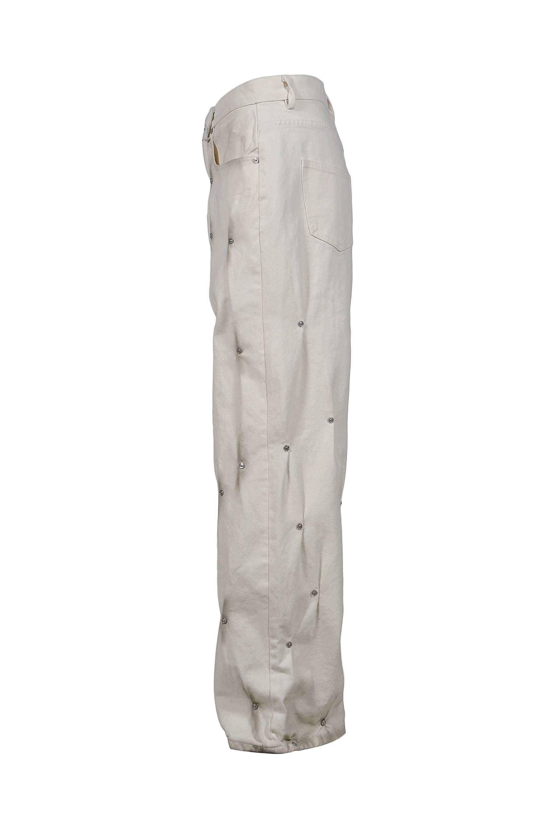 MULTIRIVET BURNT PANTS / WHT - 7