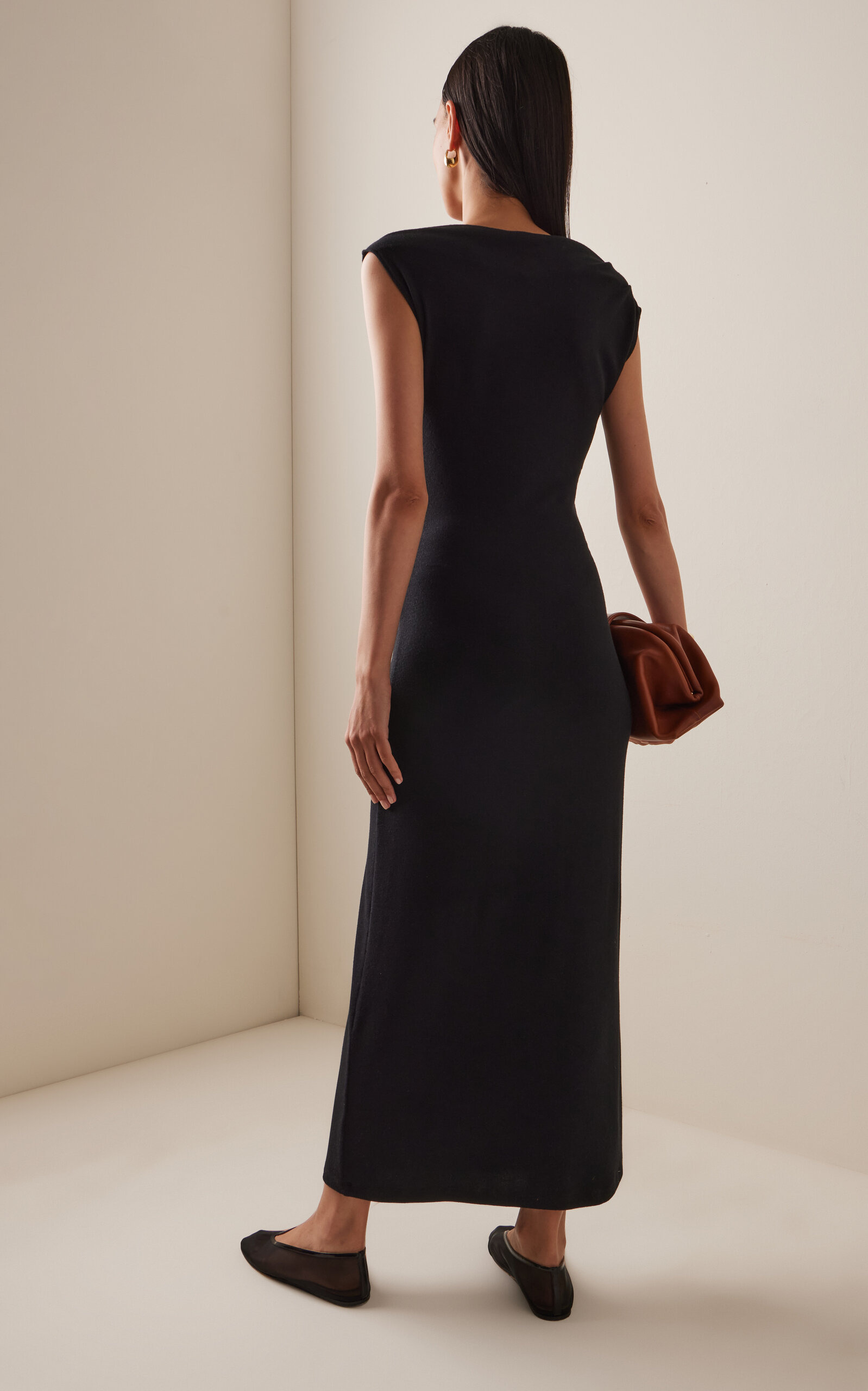 Lauren Ruched Asymmetric Jersey Maxi Dress black - 4