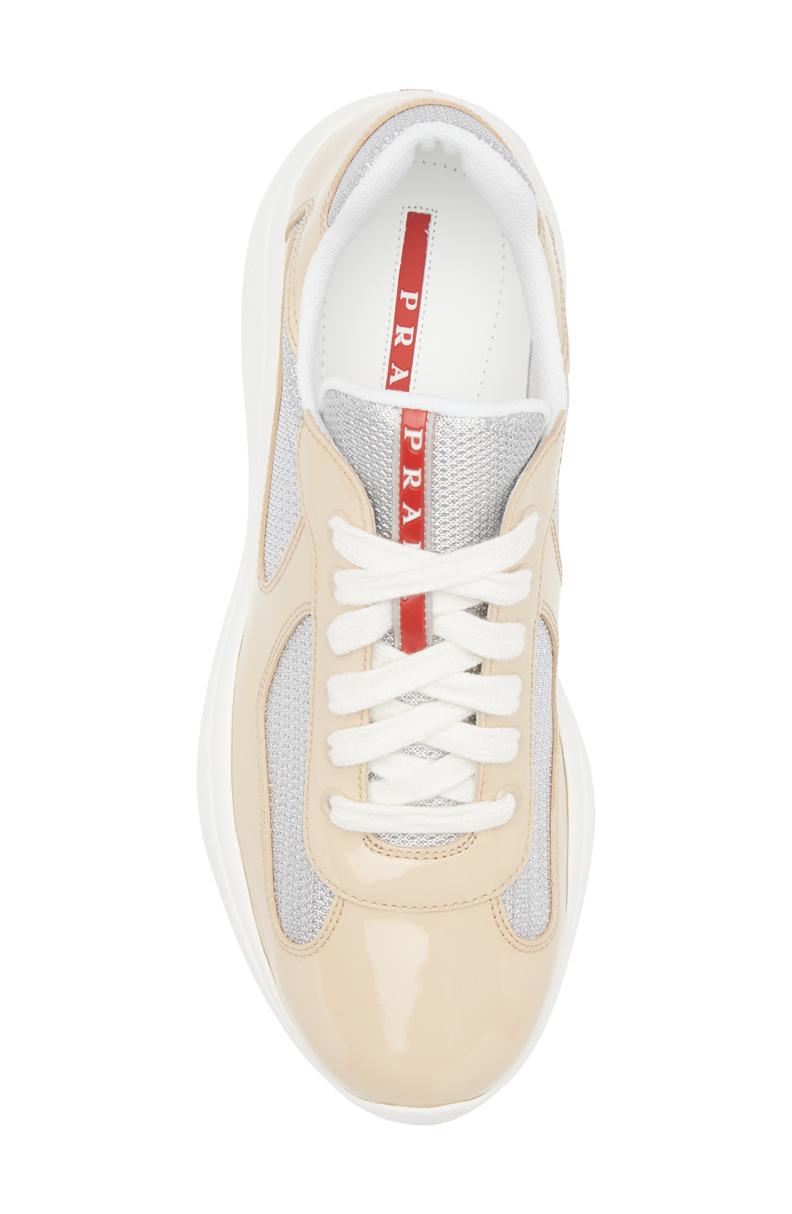 Prada America's Cup Vernice Bike Low Top Sneaker in Quarzo/Argento at Nordstrom - 5