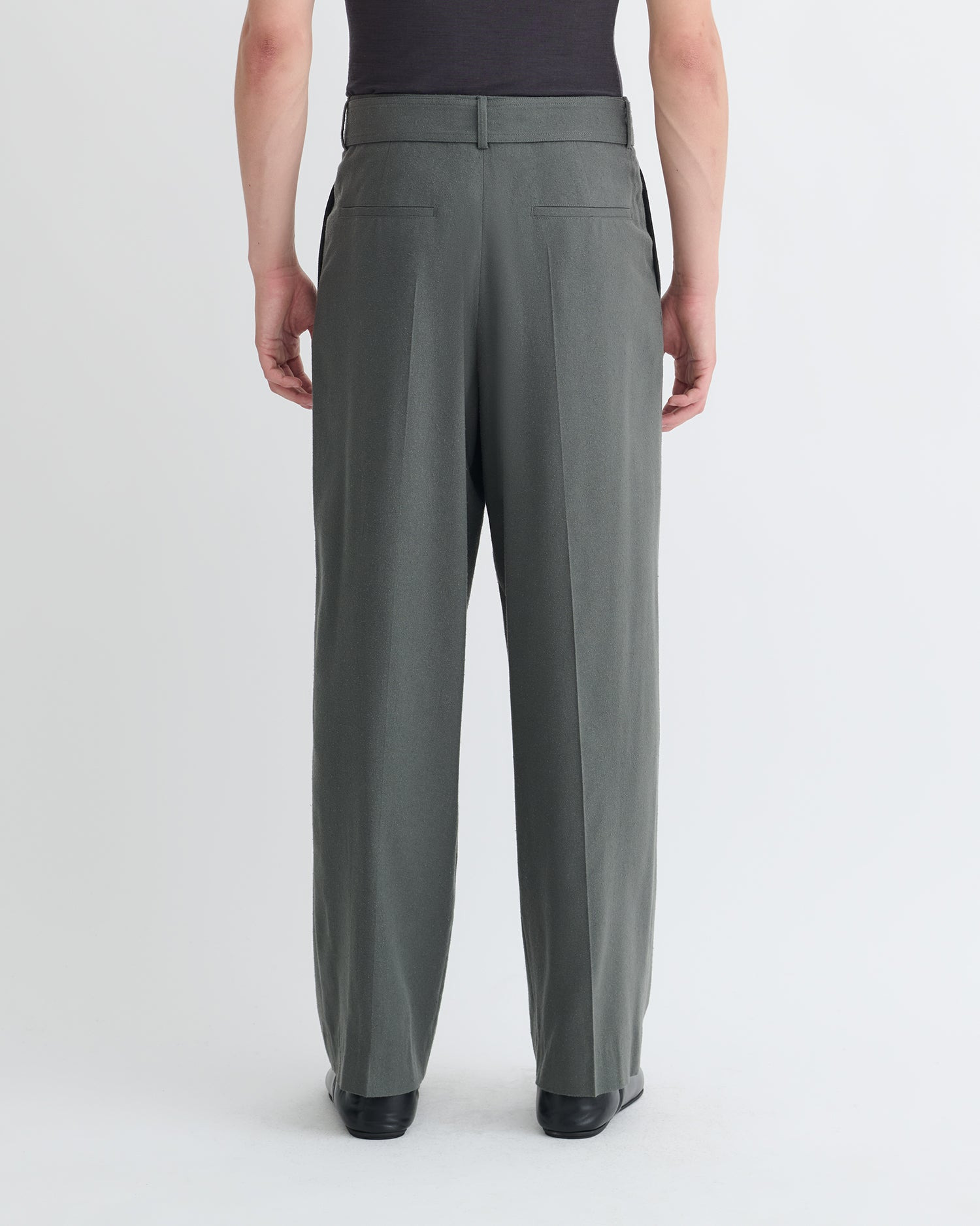 Belted Raw Silk Pants - 4