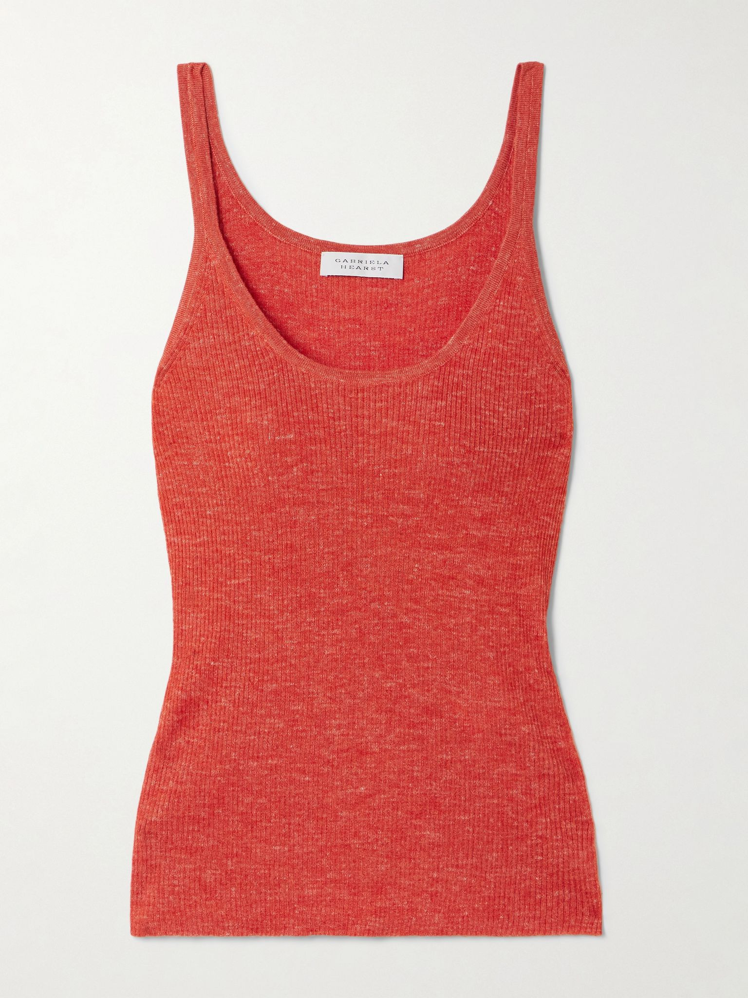 Cinxia ribbed cashmere, silk and hemp-blend tank Orange - 1