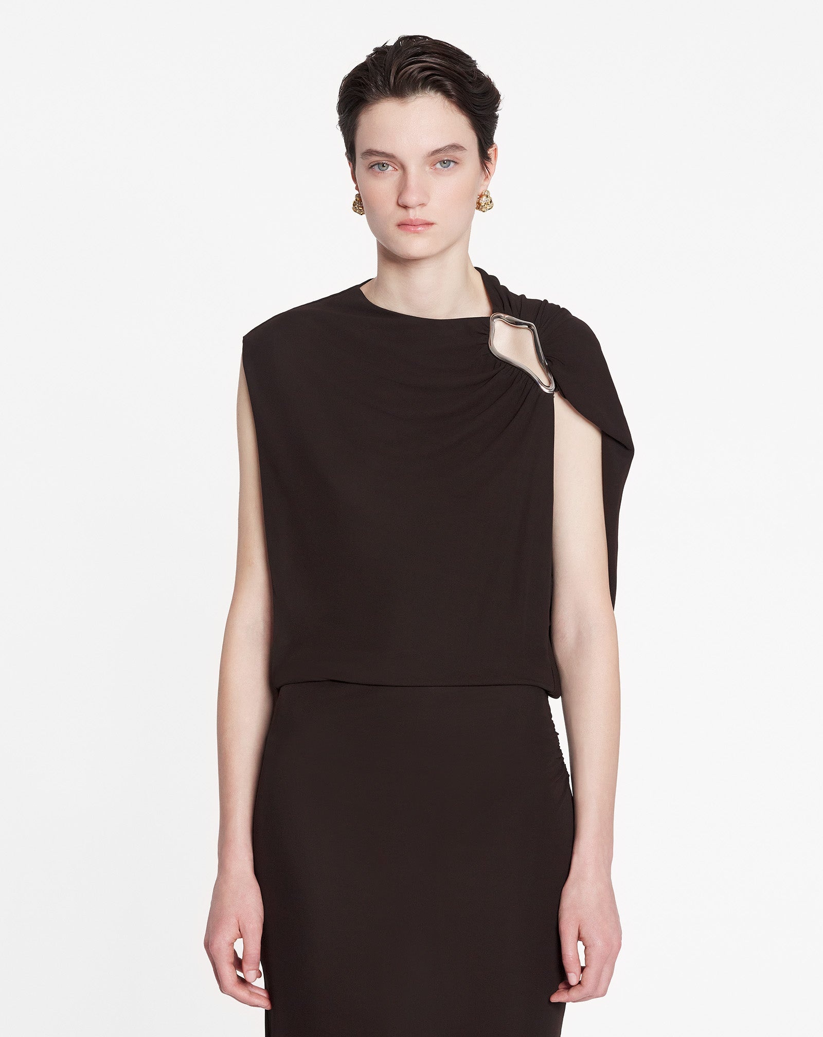 ワンピース LANVIN SLEEVELESS DRAPED KNEE DRESS Lanvin Draped knee dress sleeveless midi | The Fashion Square
