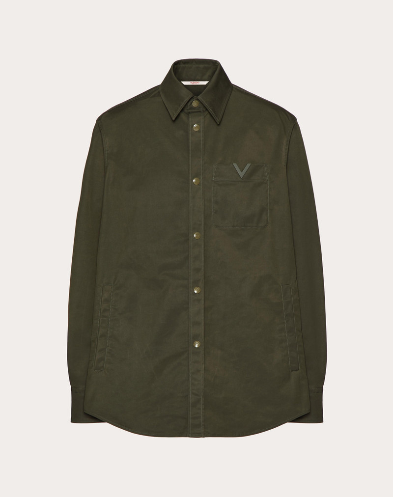 NYLON SHIRT JACKET WITH RUBBERIZED V DETAIL - 1
