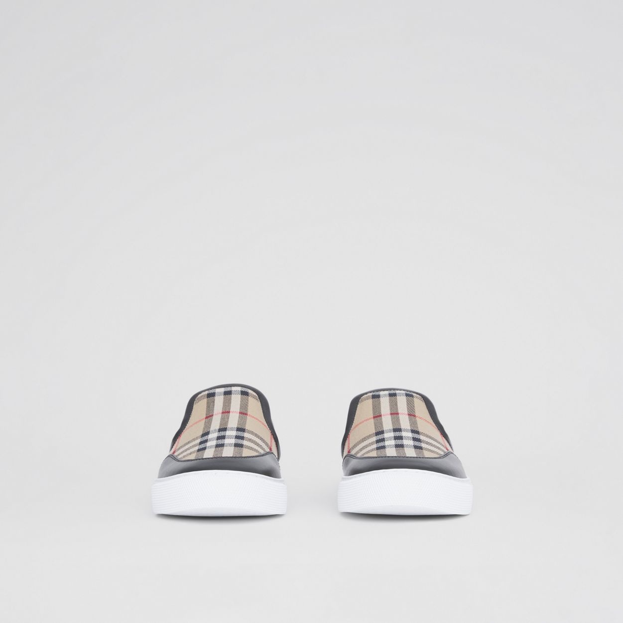 Leather and Vintage Check Slip-on Sneakers - 5