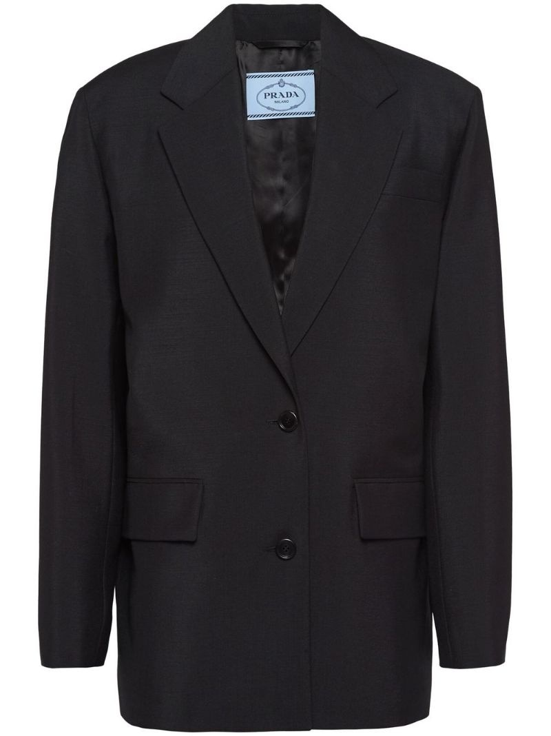 single-breasted mohair-blend blazer - 1