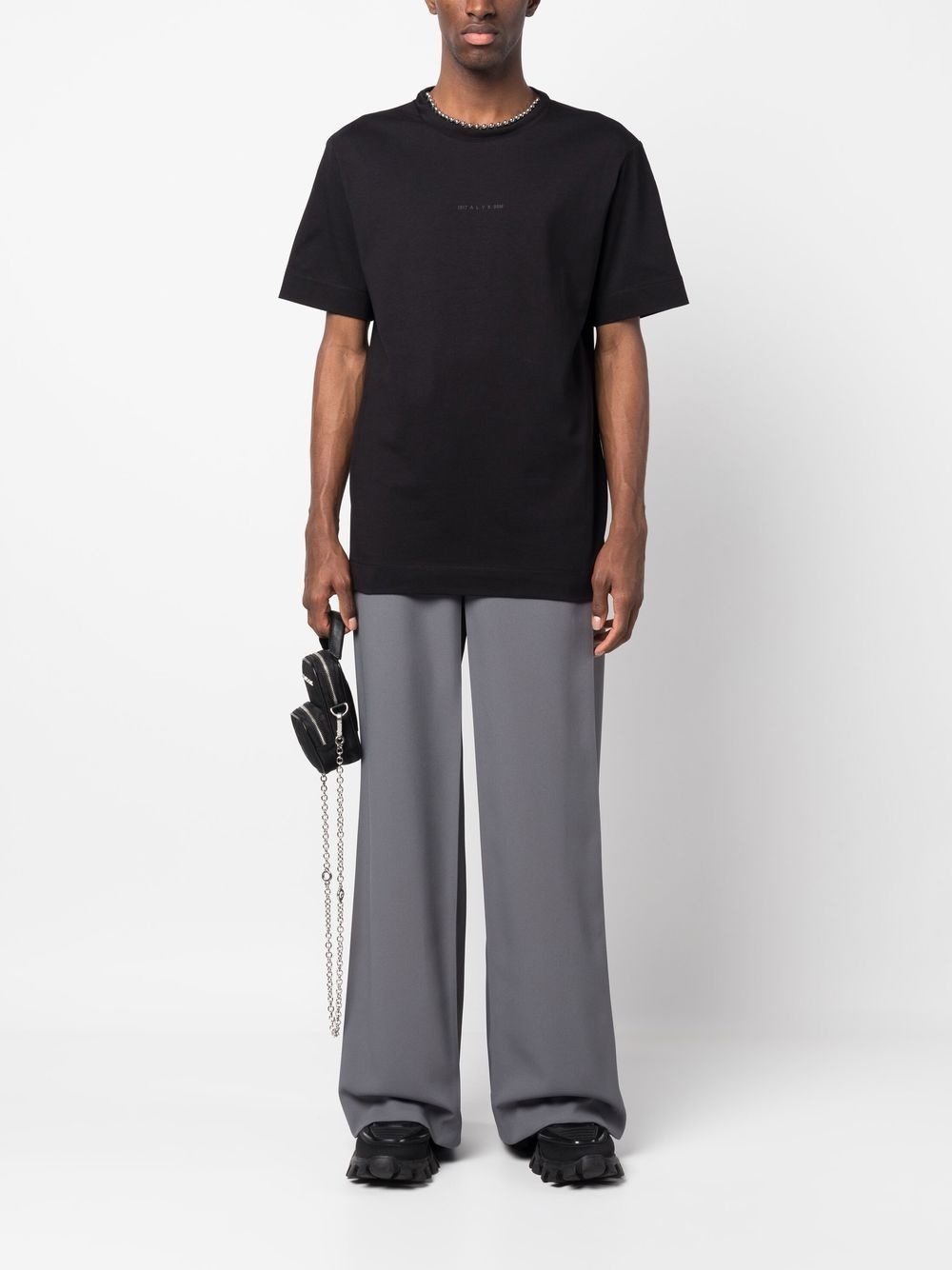 hardware-embellished collar cotton T-shirt - 4