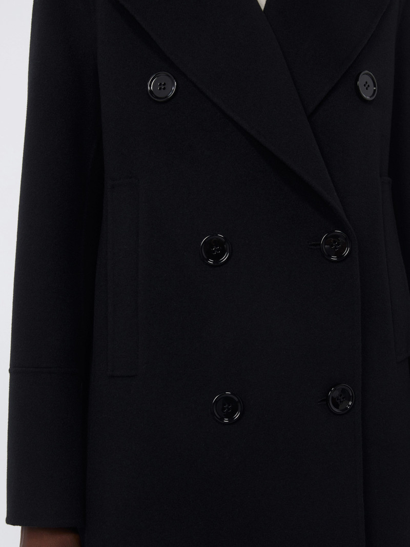 CUSTODI Long wool coat with half-belt detail - BLACK 5