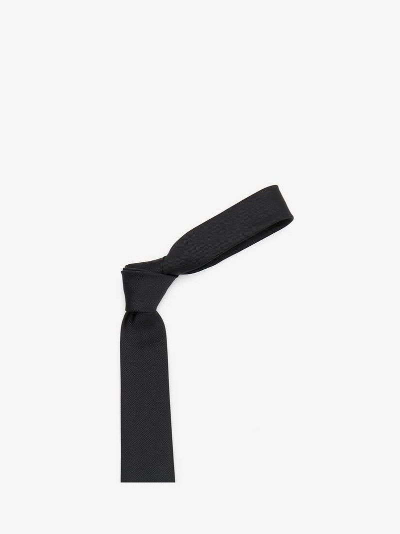 Alexander McQueen Men's Nettle Embroidery Tie in Black outlook
