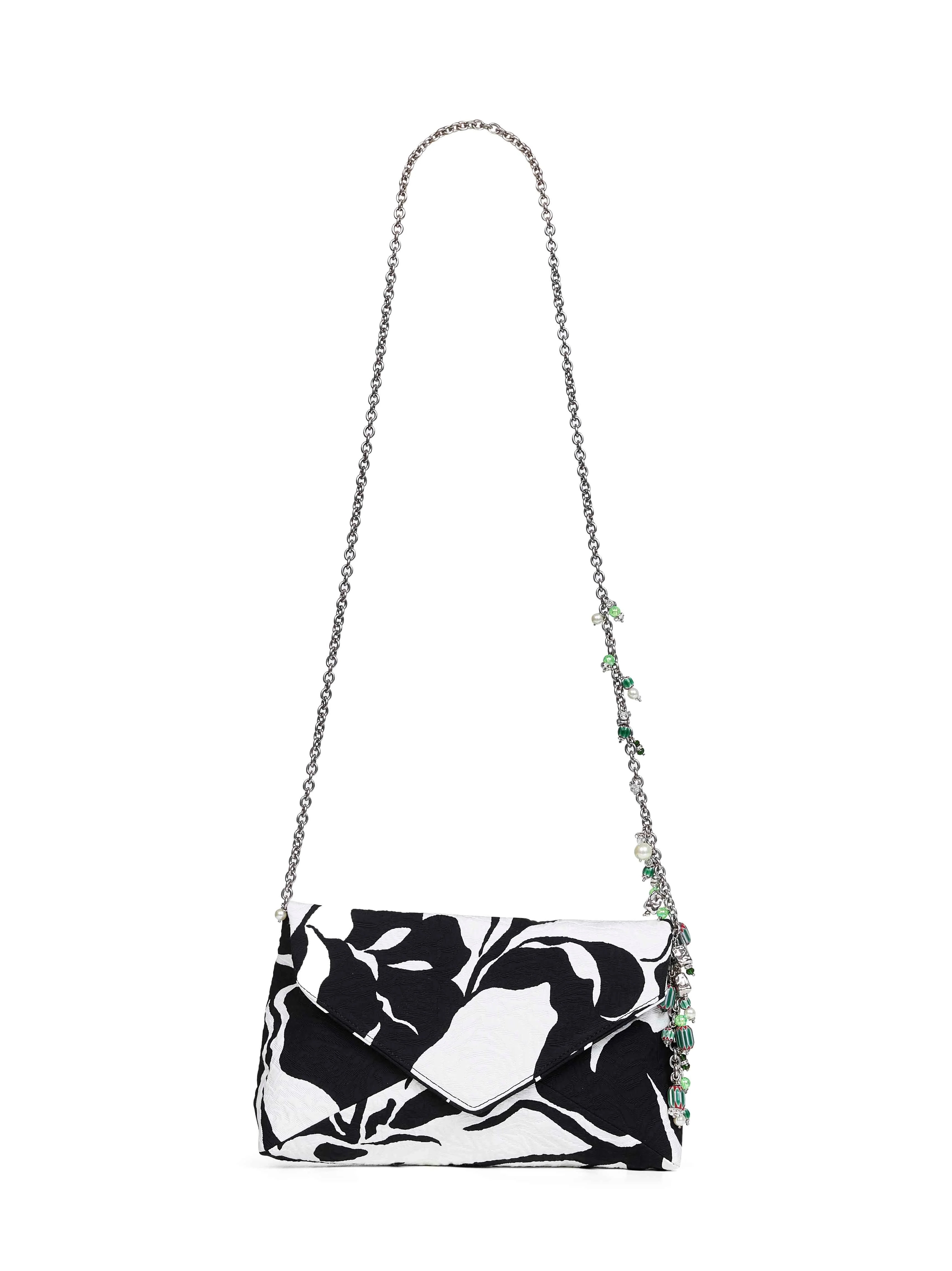 Black clutch bag with chain shoulder strap - 1