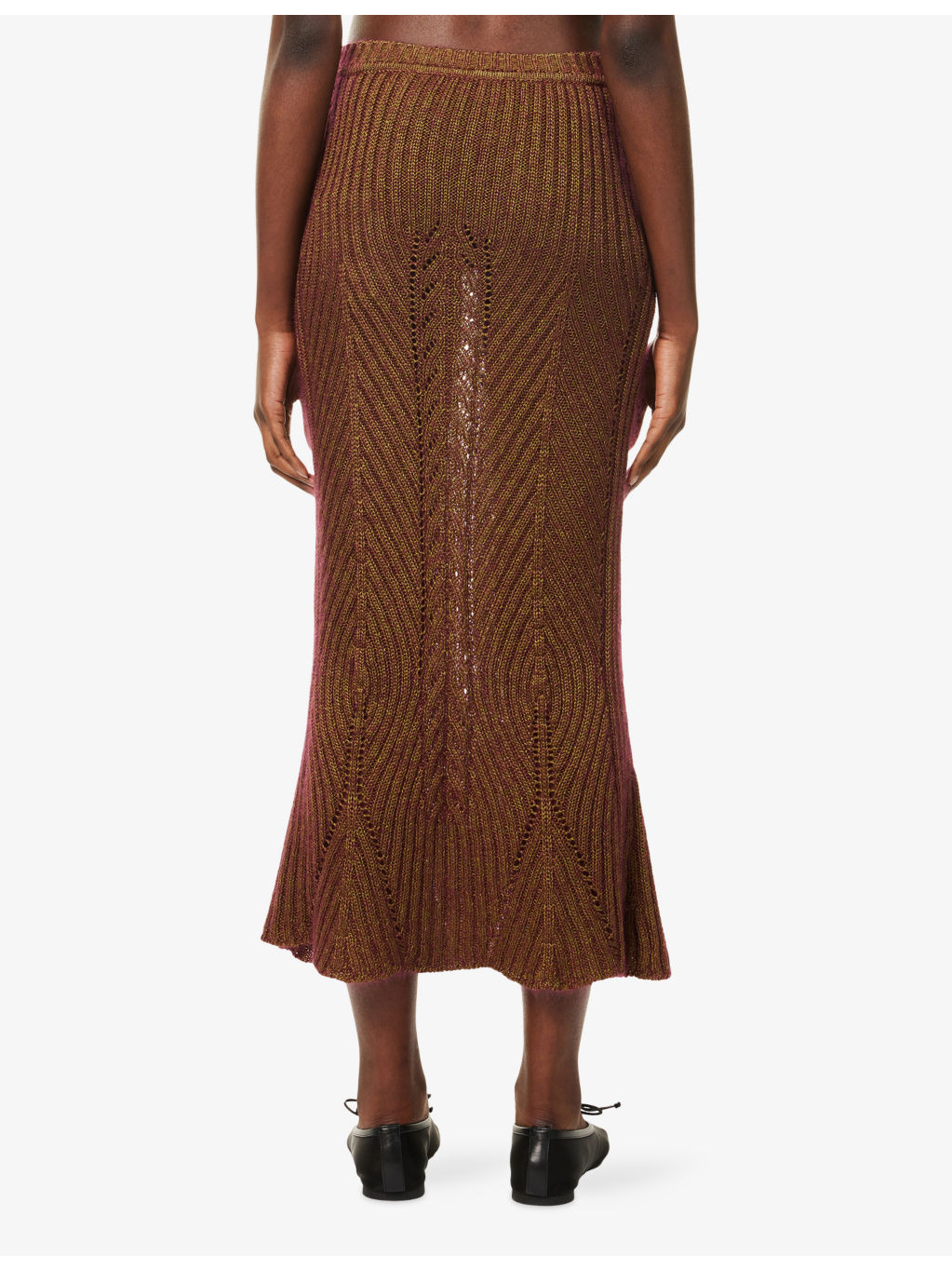 Mary Ribbed Stretch-Silk Blend Midi Skirt - 4
