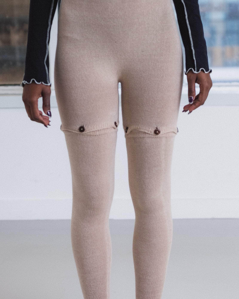 Button Tights - Linen Cotton Rib 6