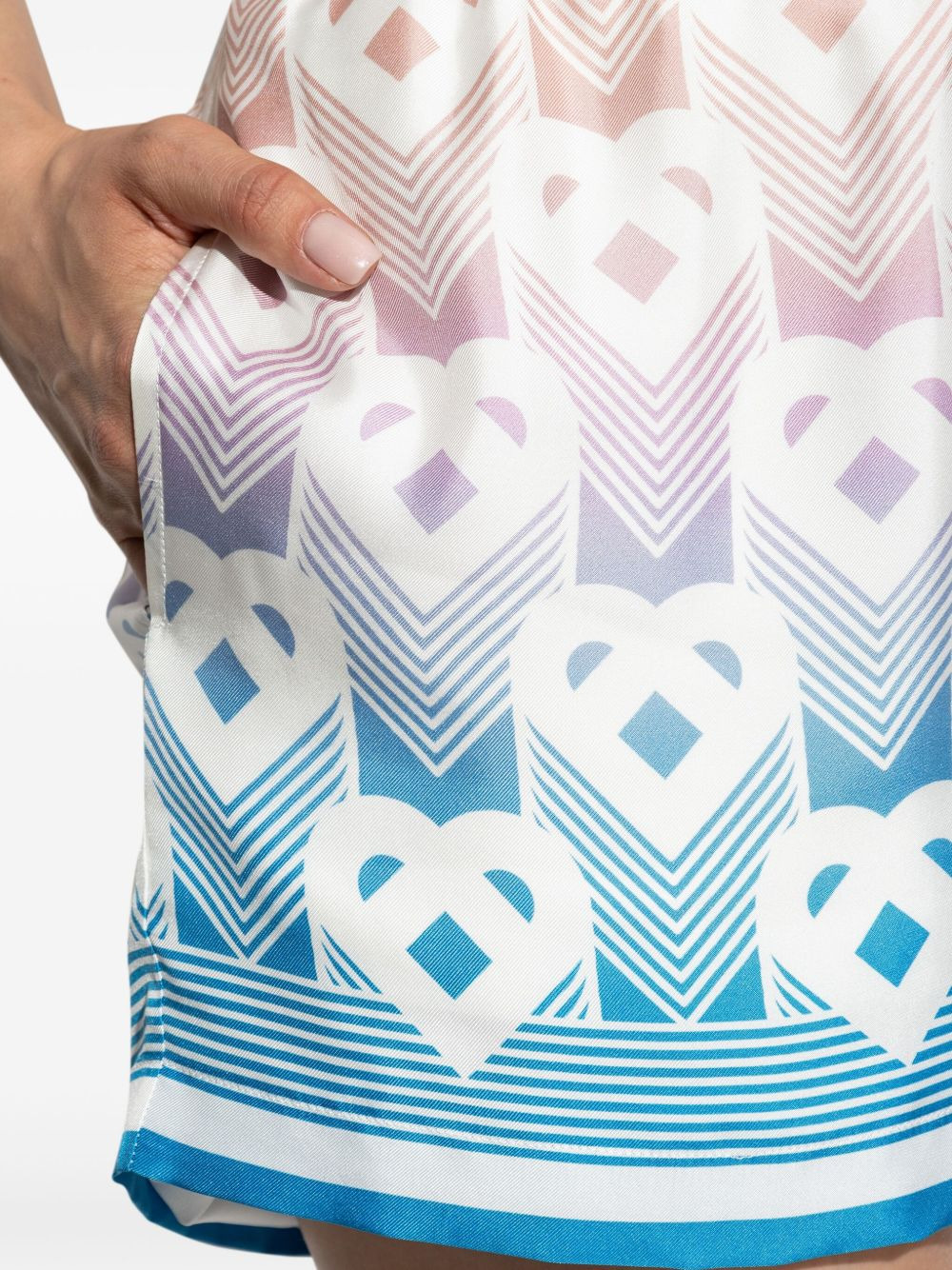 monogram-print silk shorts - 5