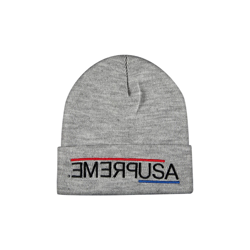 Supreme USA Beanie 'Heather Grey' - 1