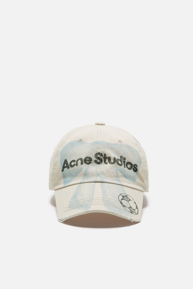 Distressed bow logo cap - Oat beige 1