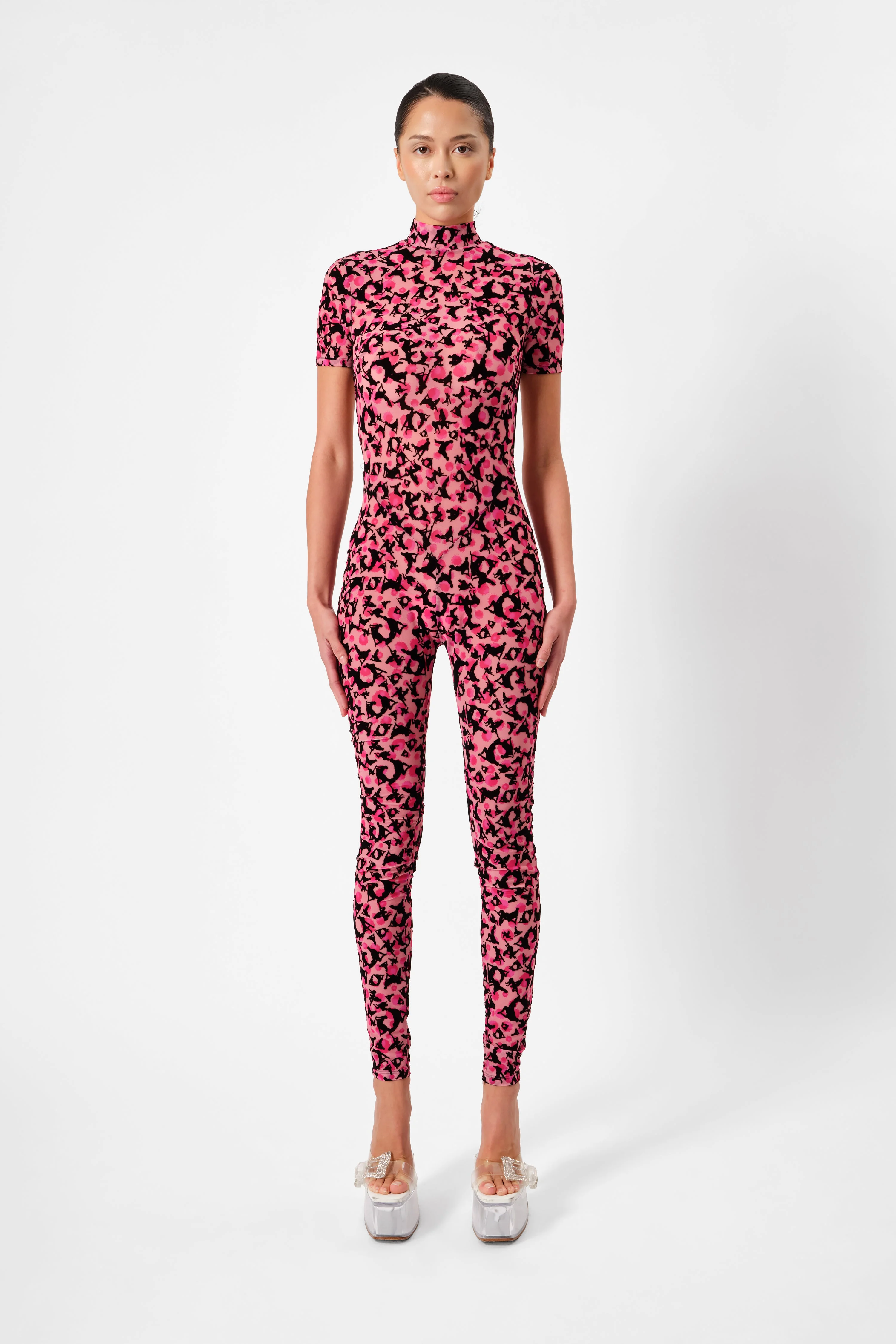 KNOCKOUT JUMPSUIT PINK LEOPARD PRINT - 1