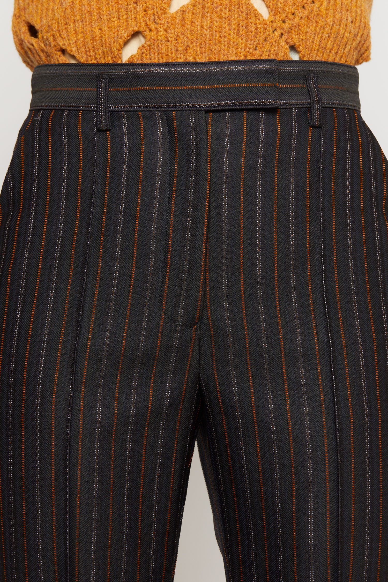 Flared pinstripe trousers navy/orange - 4