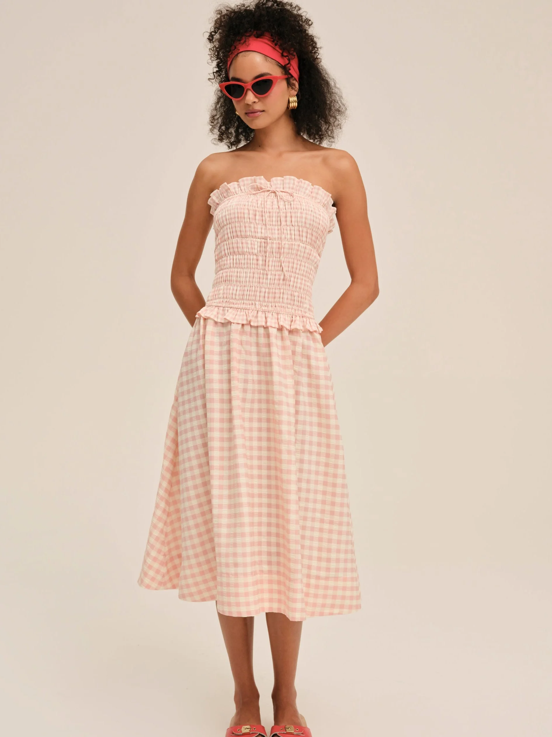 Petal Gingham Midi Dress - 1