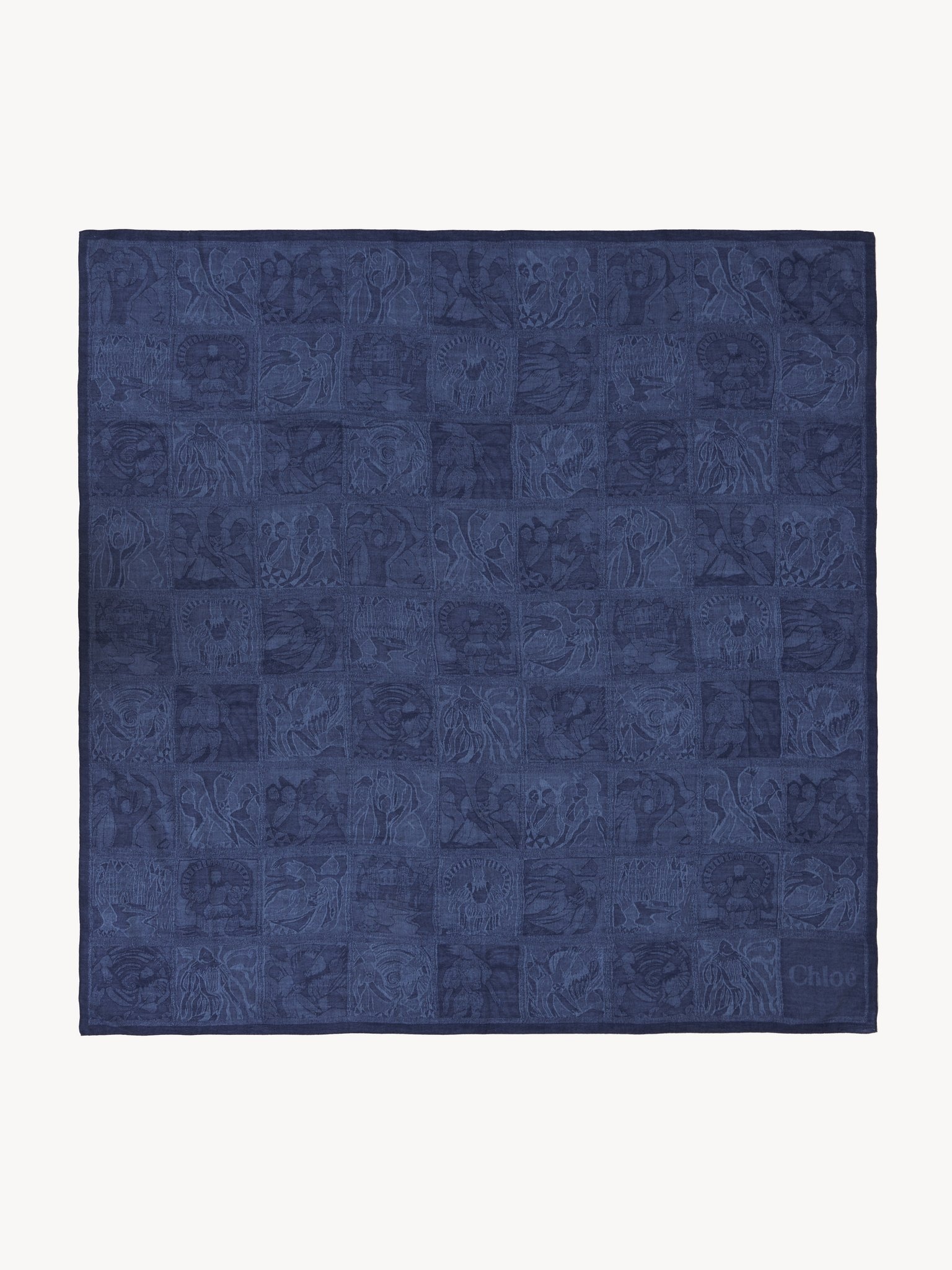 DENIM-EFFECT SQUARE SCARF - 1