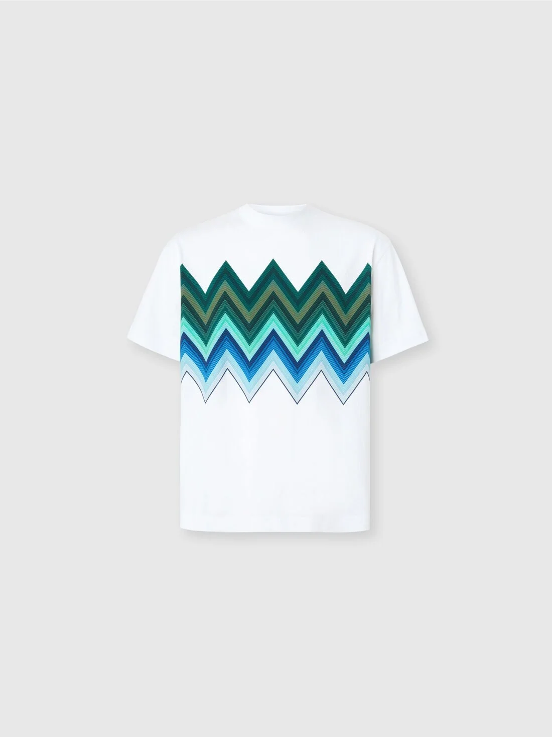 Cotton crewneck T-shirt with macro zigzag print - 1