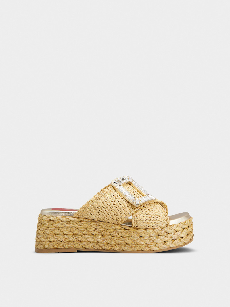 Wedge Mules in raffia - 1