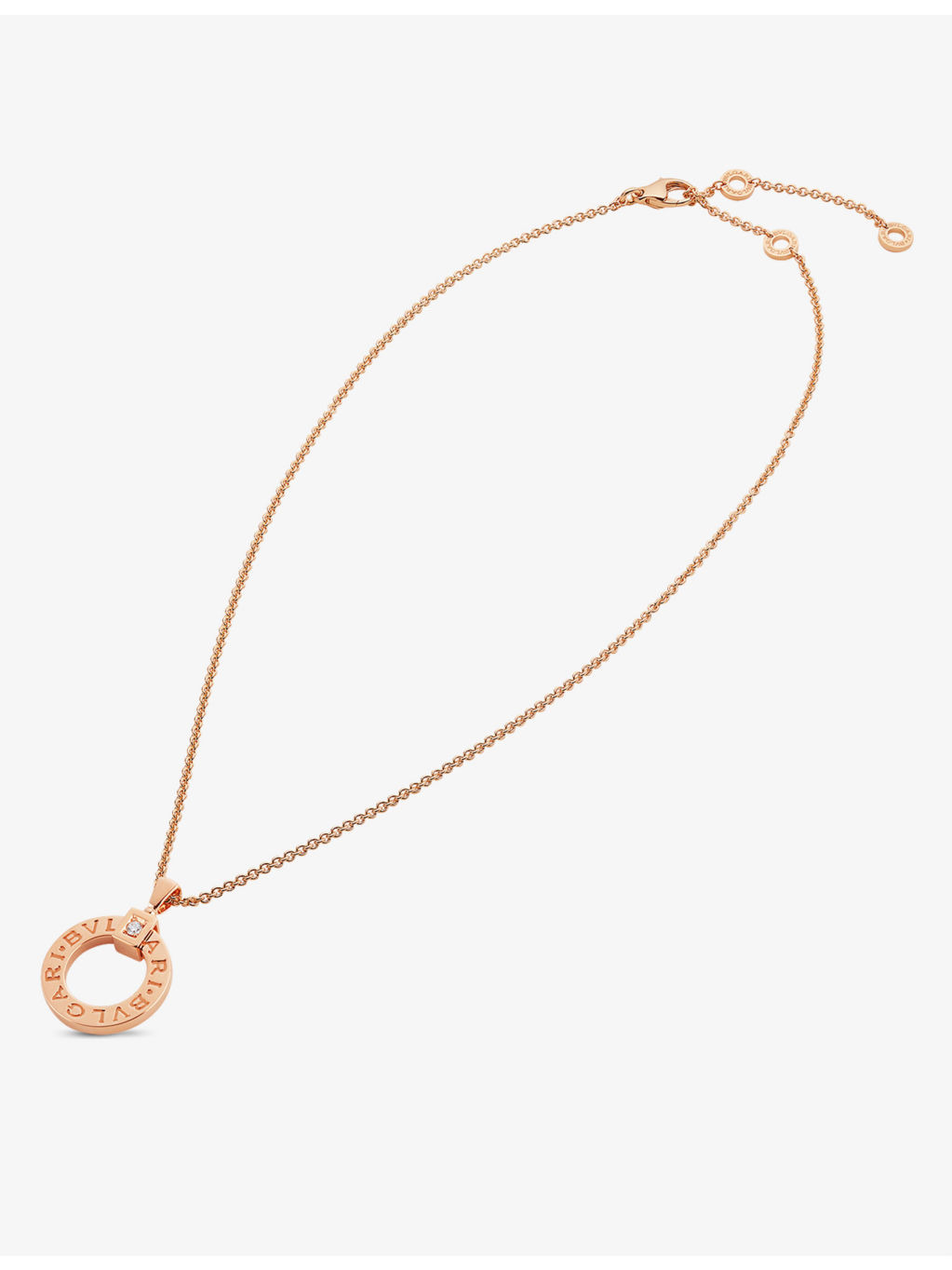 BVLGARI BVLGARI 18ct rose-gold and 0.07ct round-cut diamond pendant necklace - 4