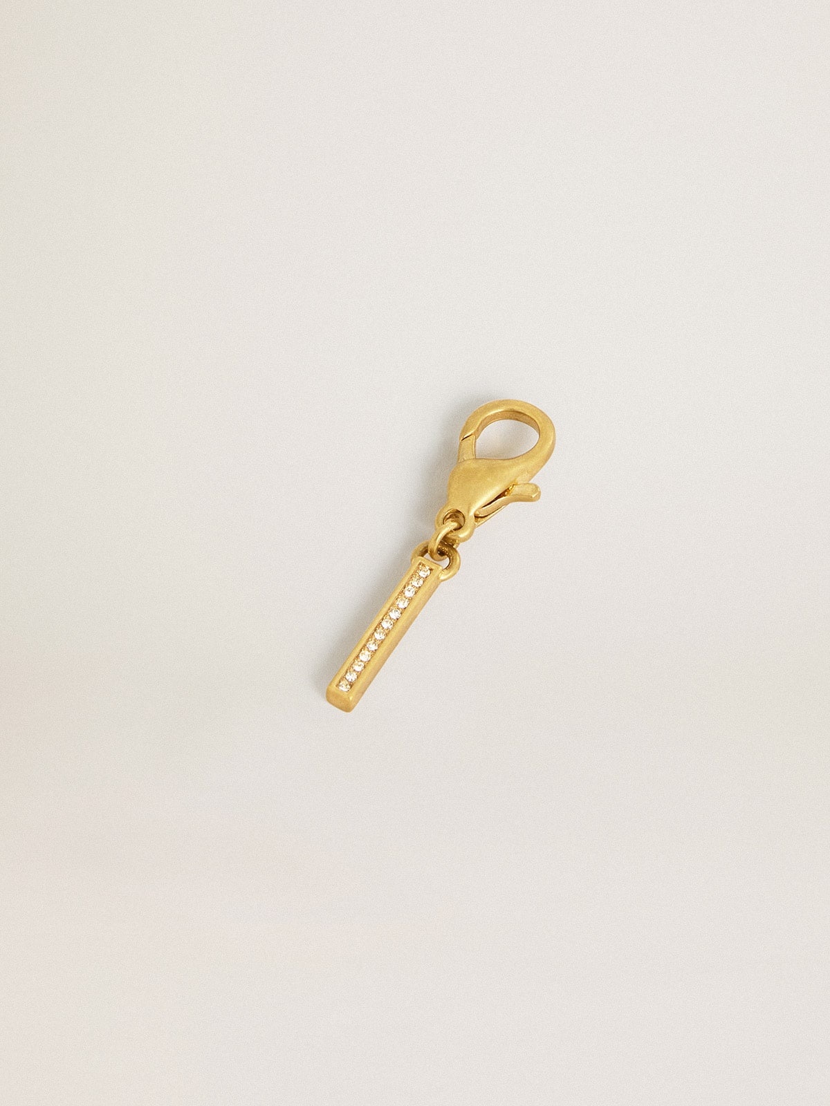 Letter I charm in gold-colored brass with crystals - 2