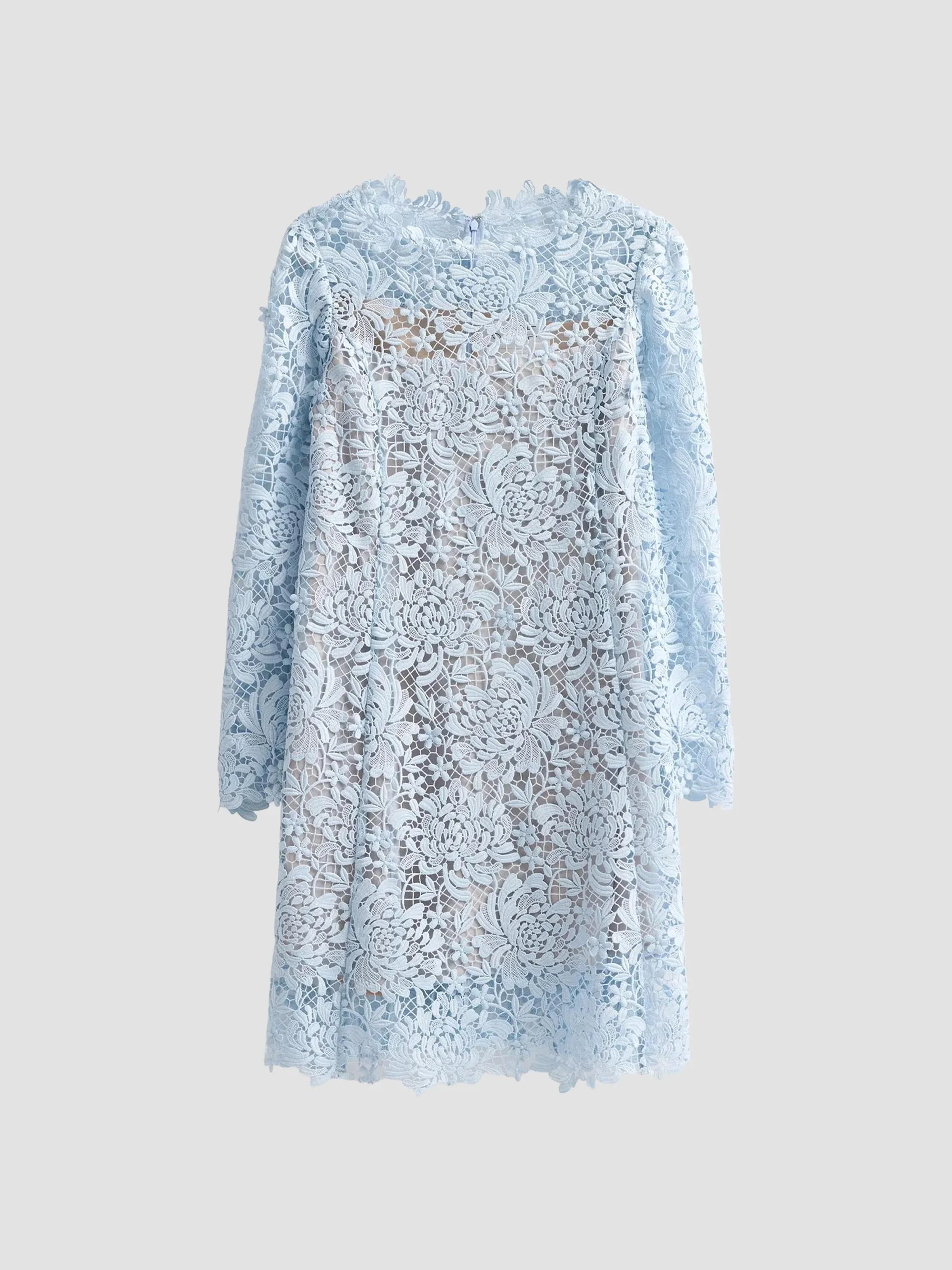 Women's Chrysanthemum 3D Guipure Day Dress - Light Blue - 1