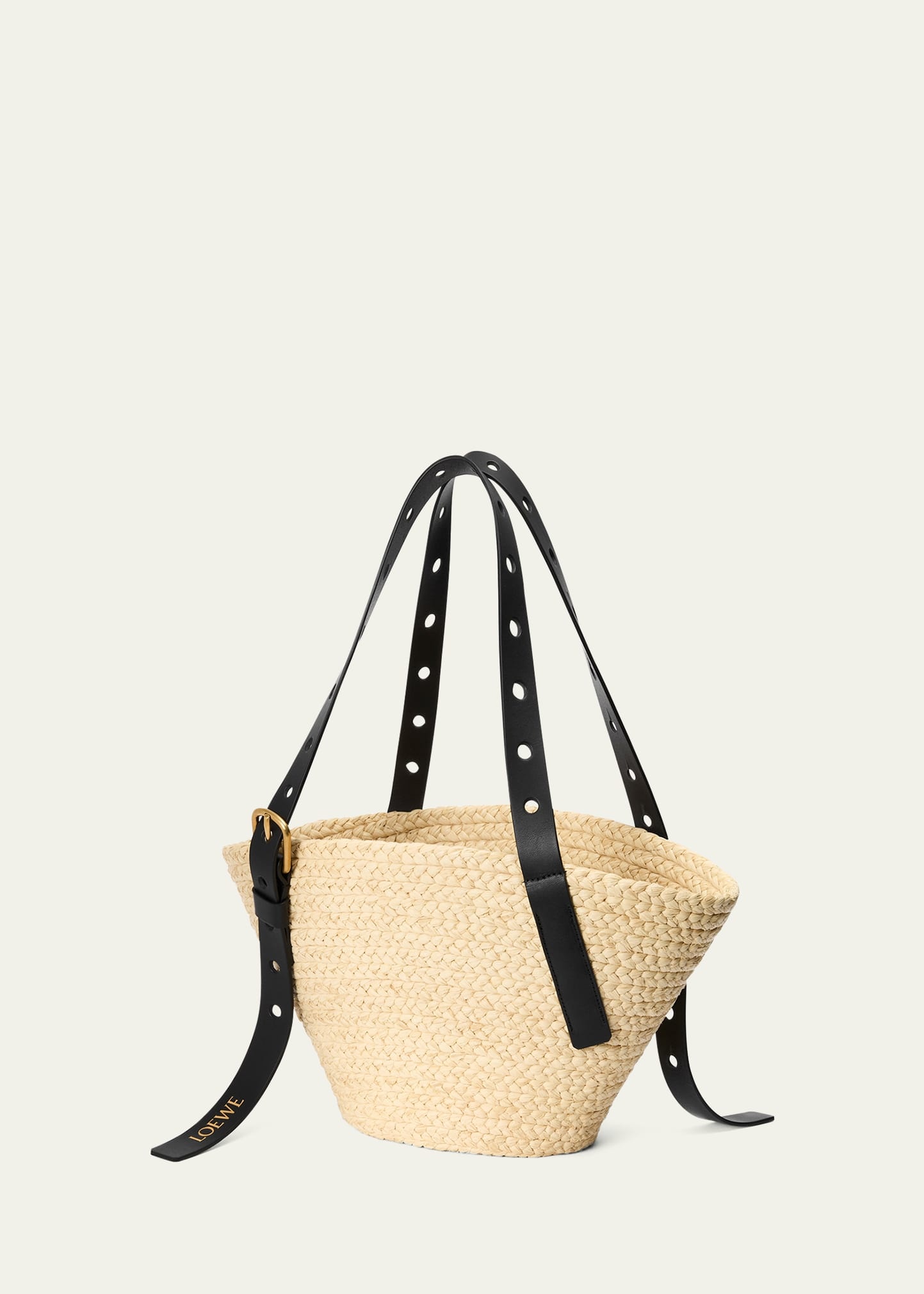Punch Hole Small Basket Shoulder Bag in Raffia - 3