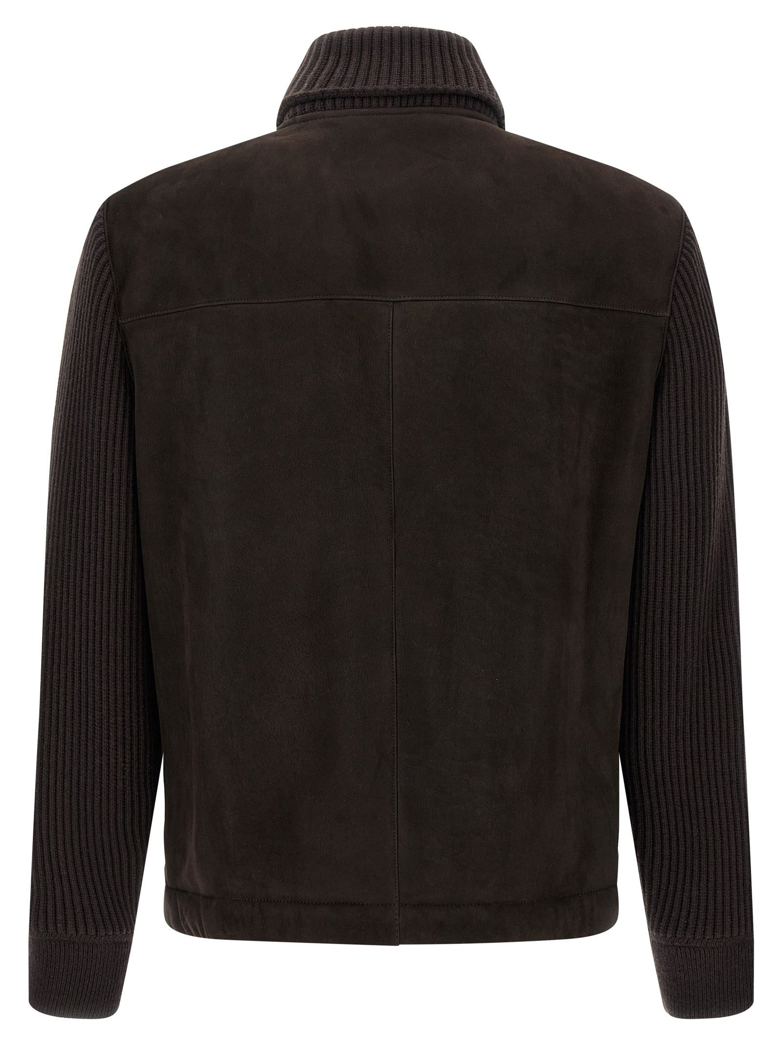Suede Bomber Jacket Puffer Jackets Brown - 2