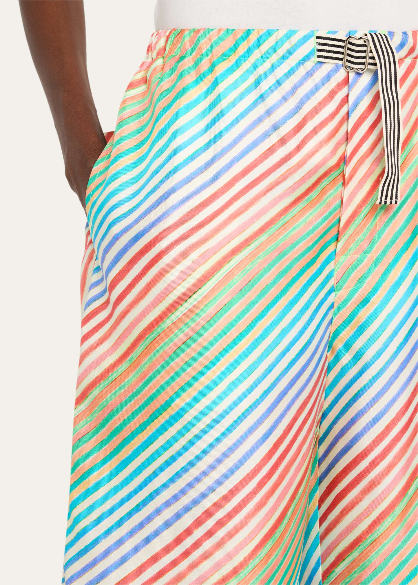 Crayon Stripe Silk Bias Shorts - 5