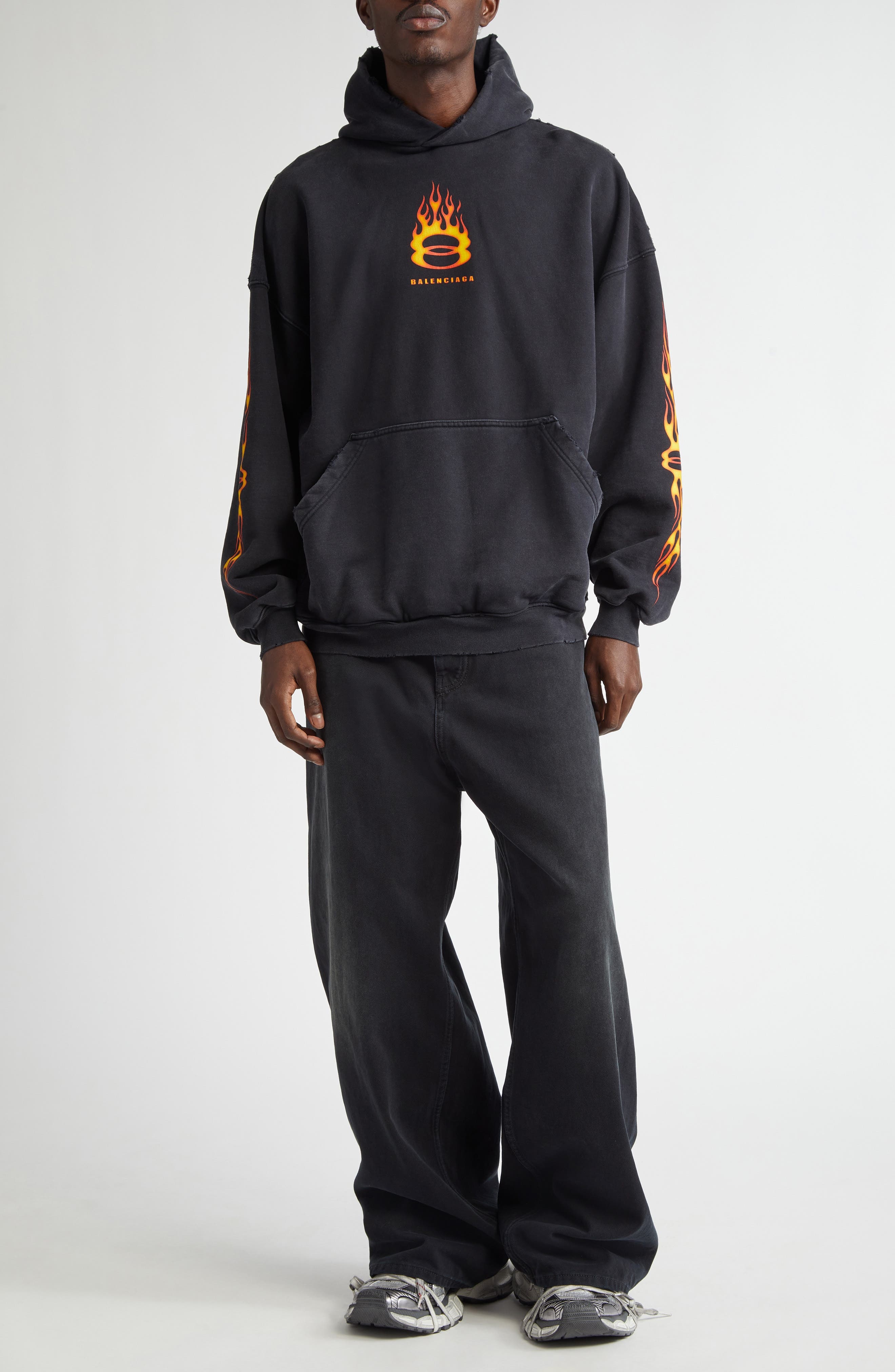 Oversize Burning Unity Cotton Hoodie - 2