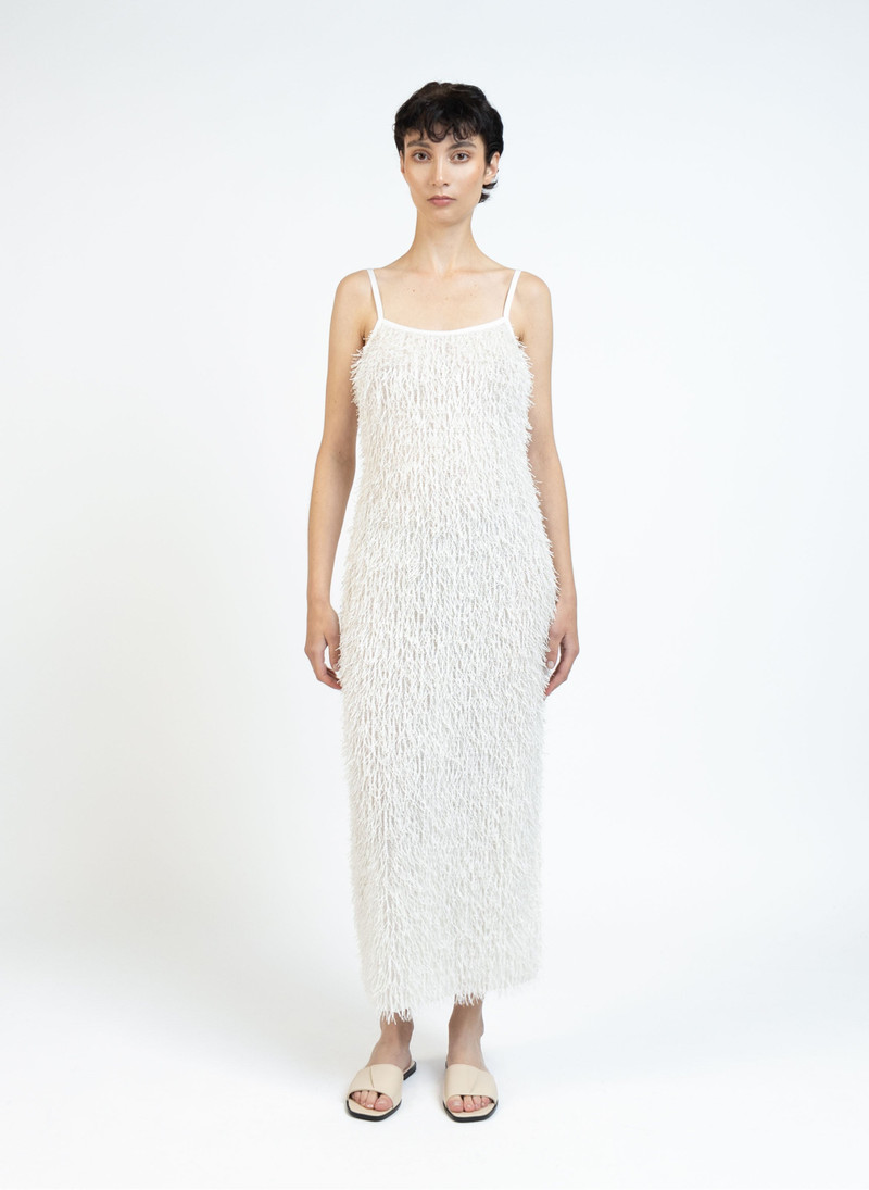 Fluffy Sleeveless Dress/White 1