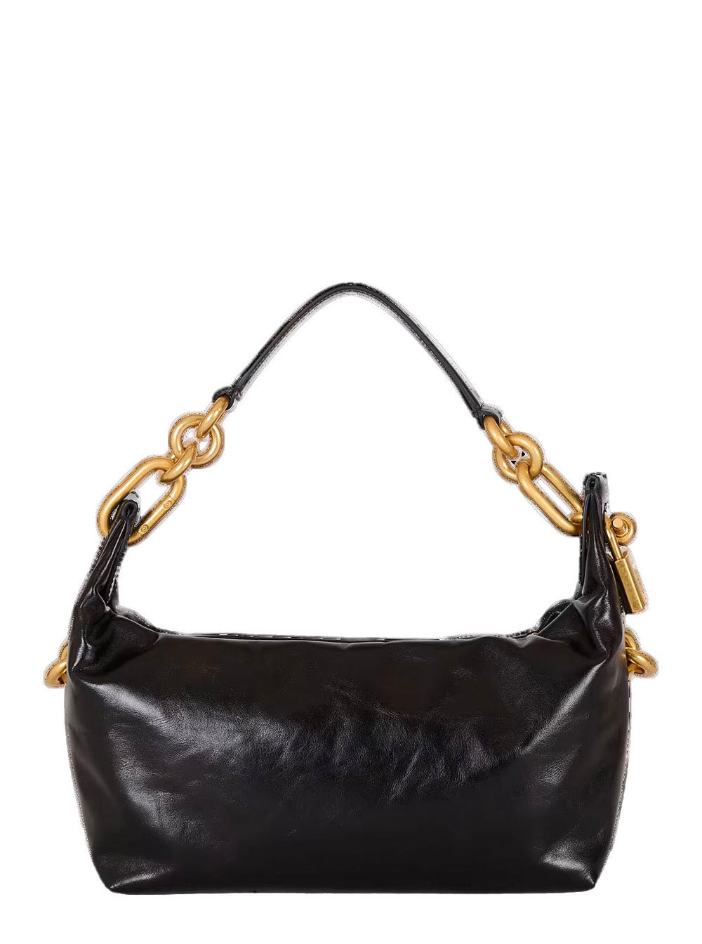 Balmain Women 'Sync' Black Medium Shoulder Bag With Chain-Link And Logo Plaque In Leather Woman - 3