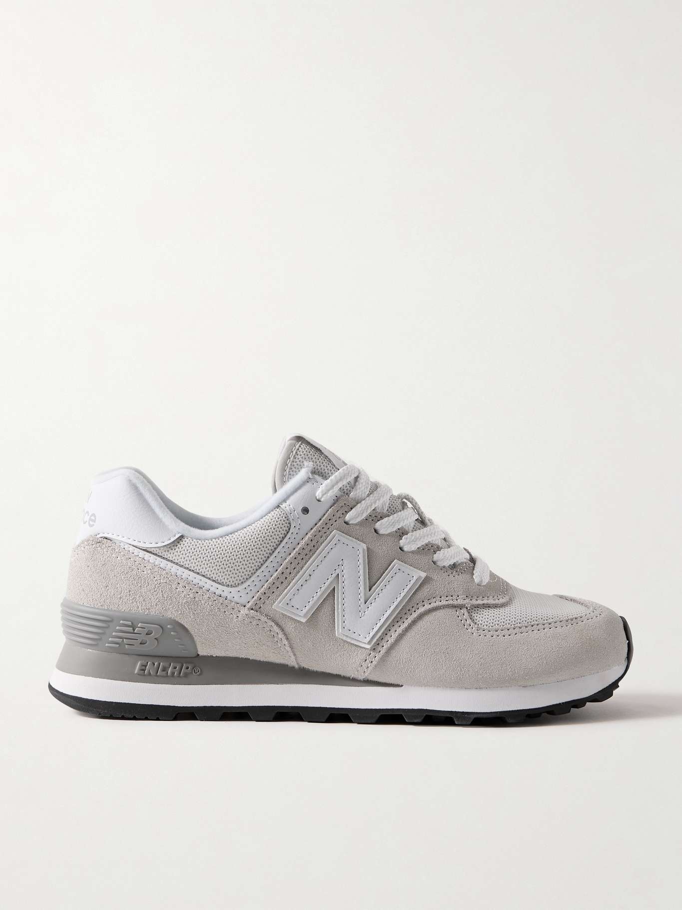 New Balance 574 leather-trimmed suede and mesh sneakers