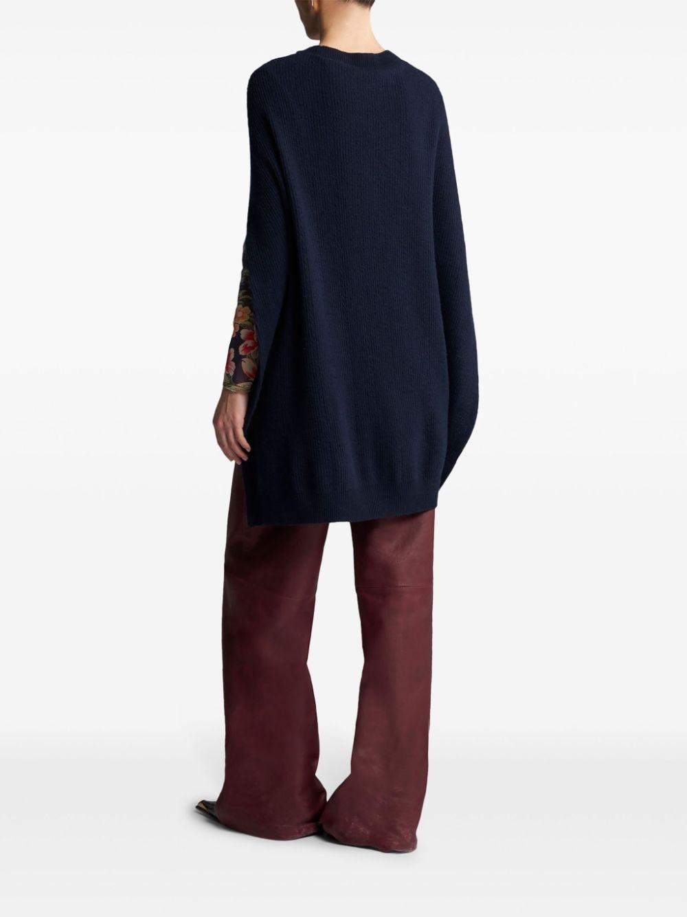 ribbed cashmere cape top - 4