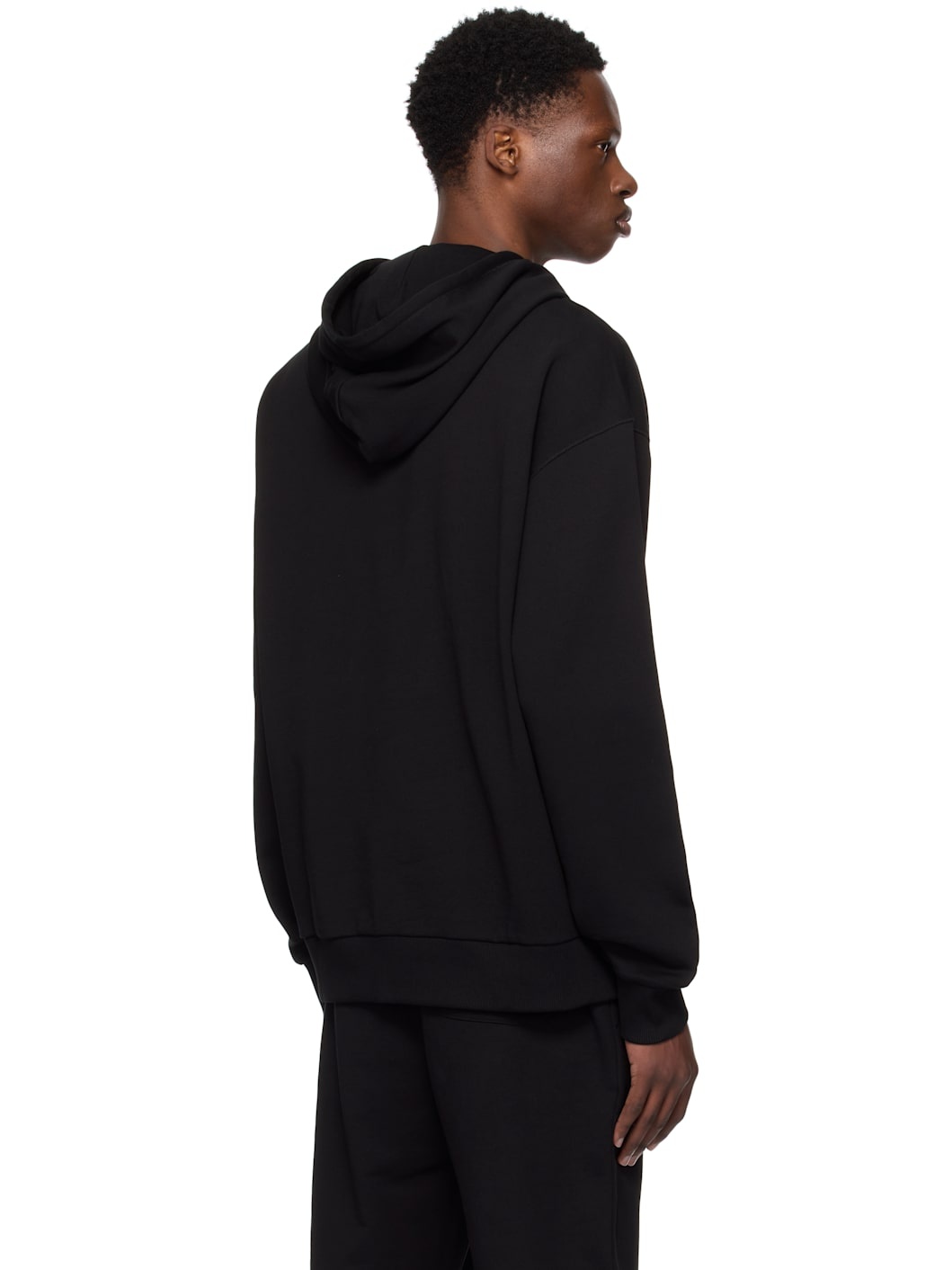 Black Relaxed-Fit Split Logo Hoodie - 3