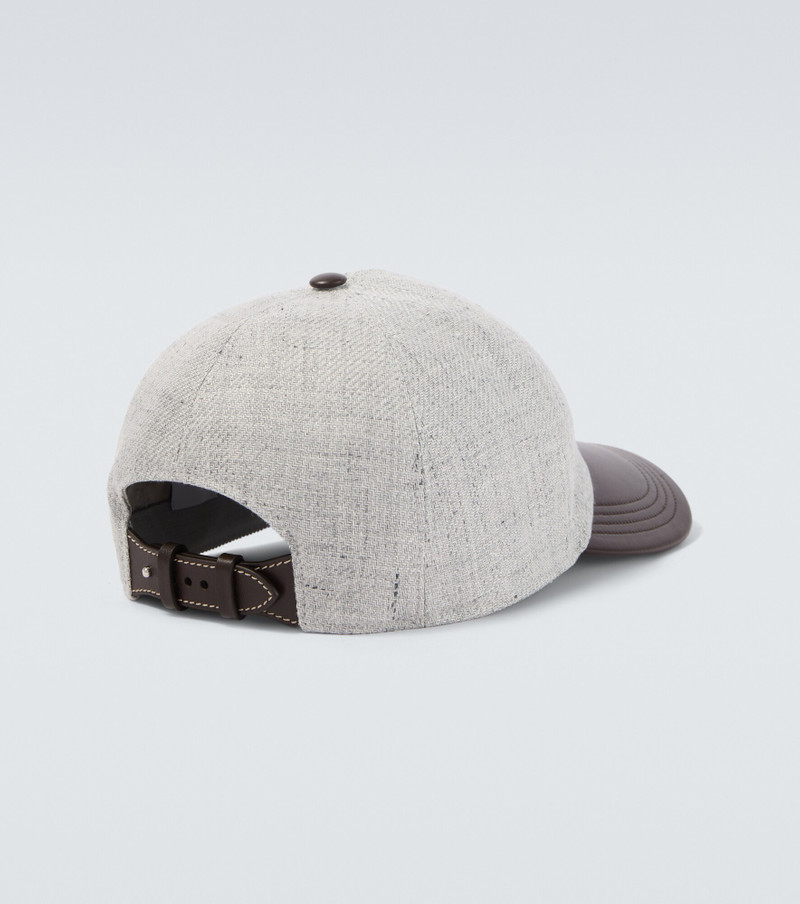 Berluti Leather-trimmed linen, wool, and silk baseball cap outlook